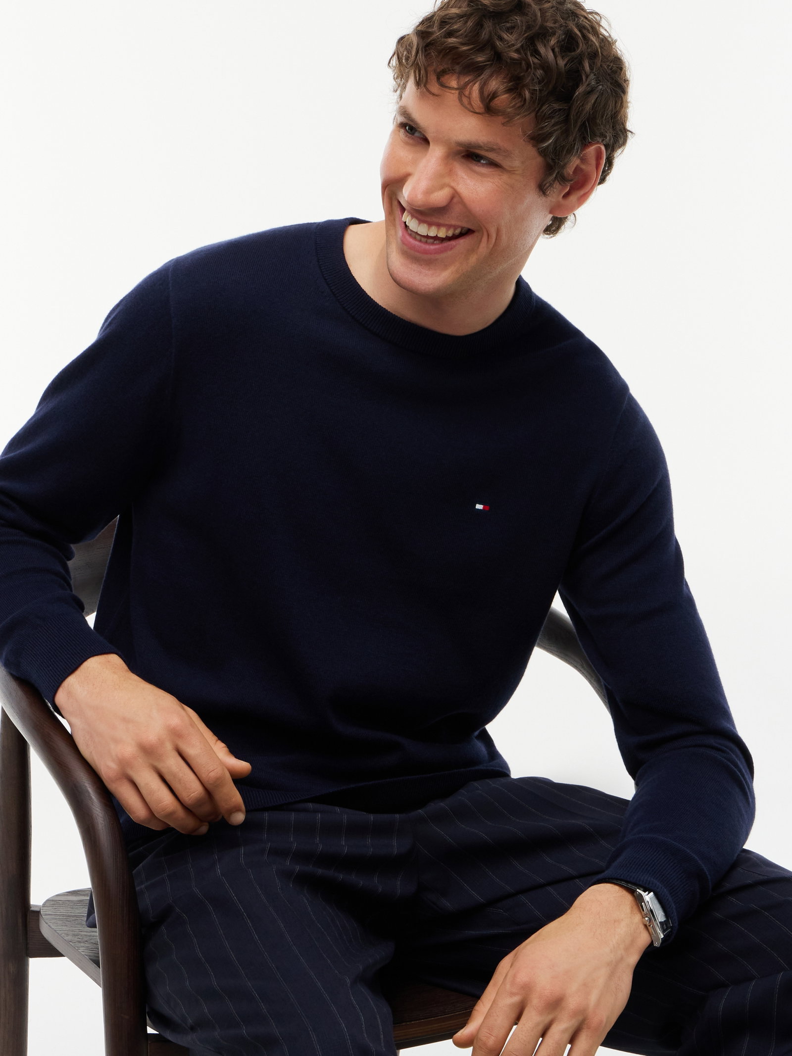 PIMA ORG CTN CASHMERE CREW NECK, BLUE #3