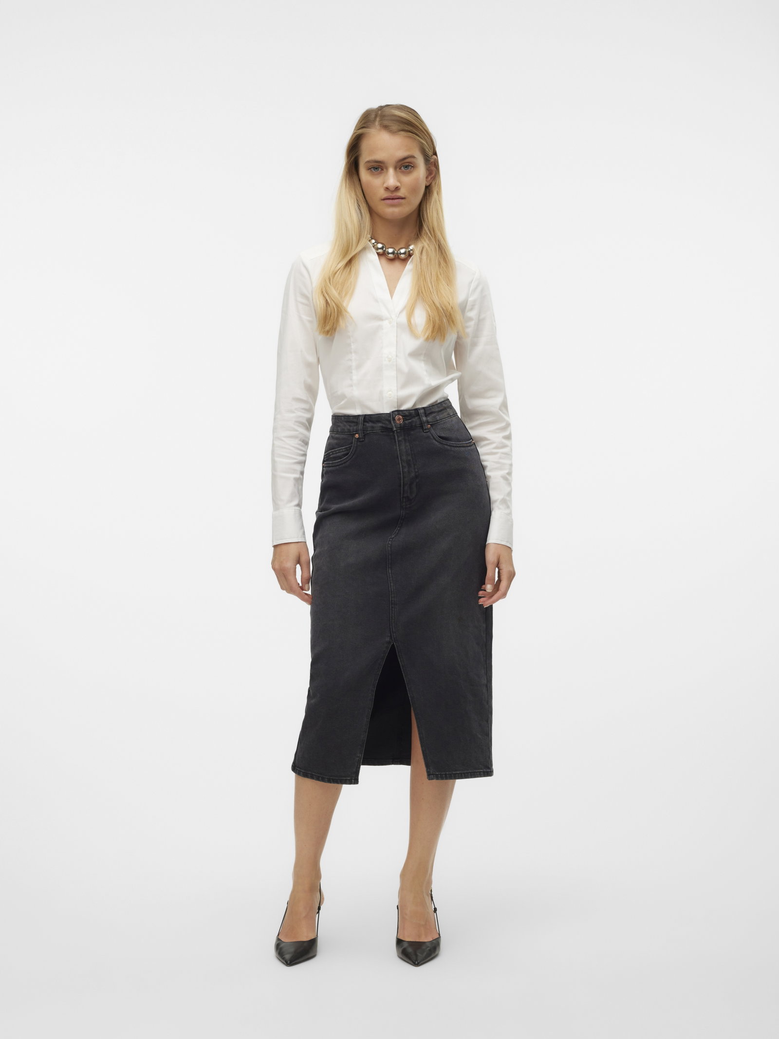 VMVERI HR CALF DENIM SKIRT GA MIX N, Black #4