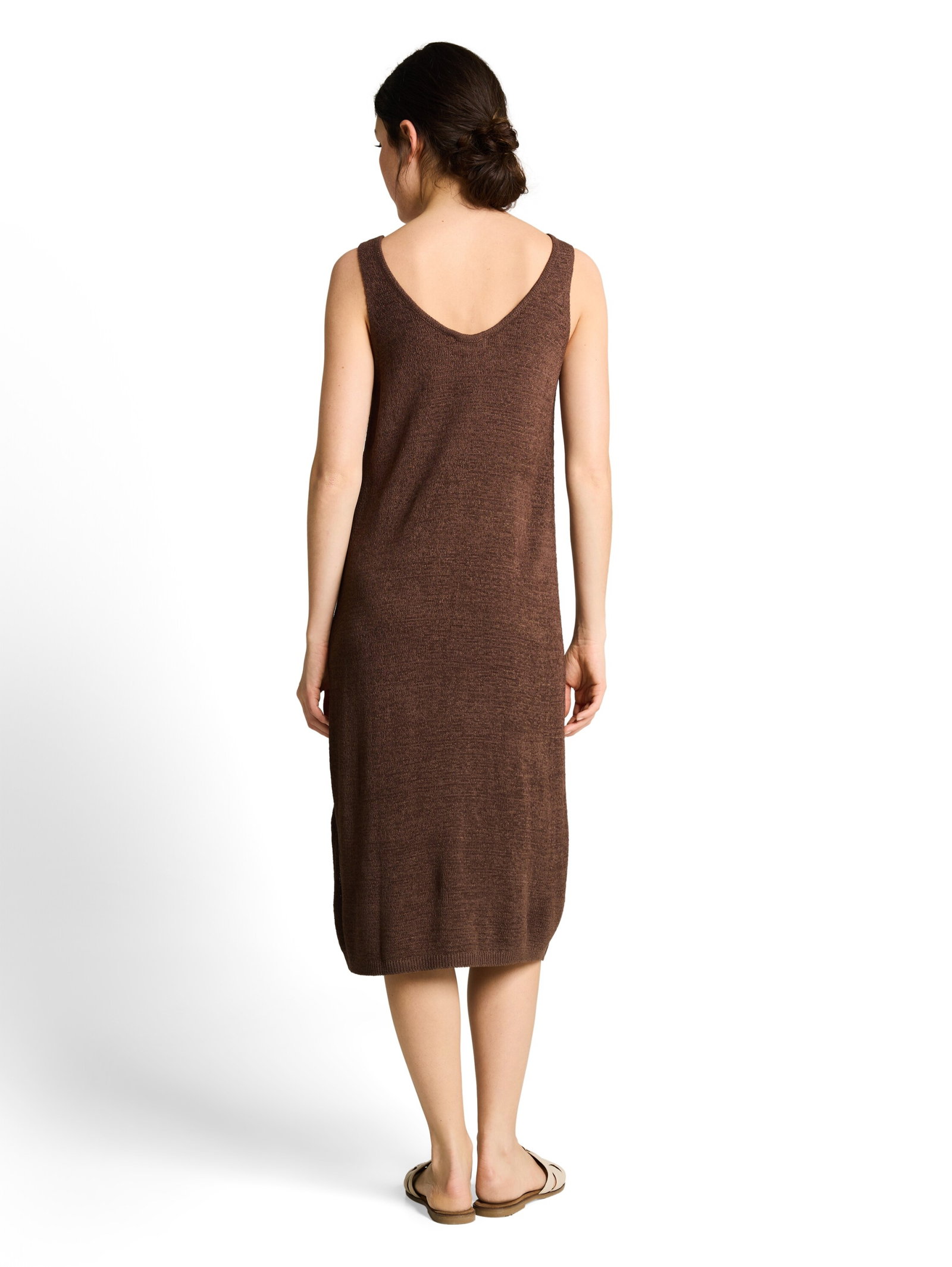 knitted dress with v-neck, cool dark brown #4