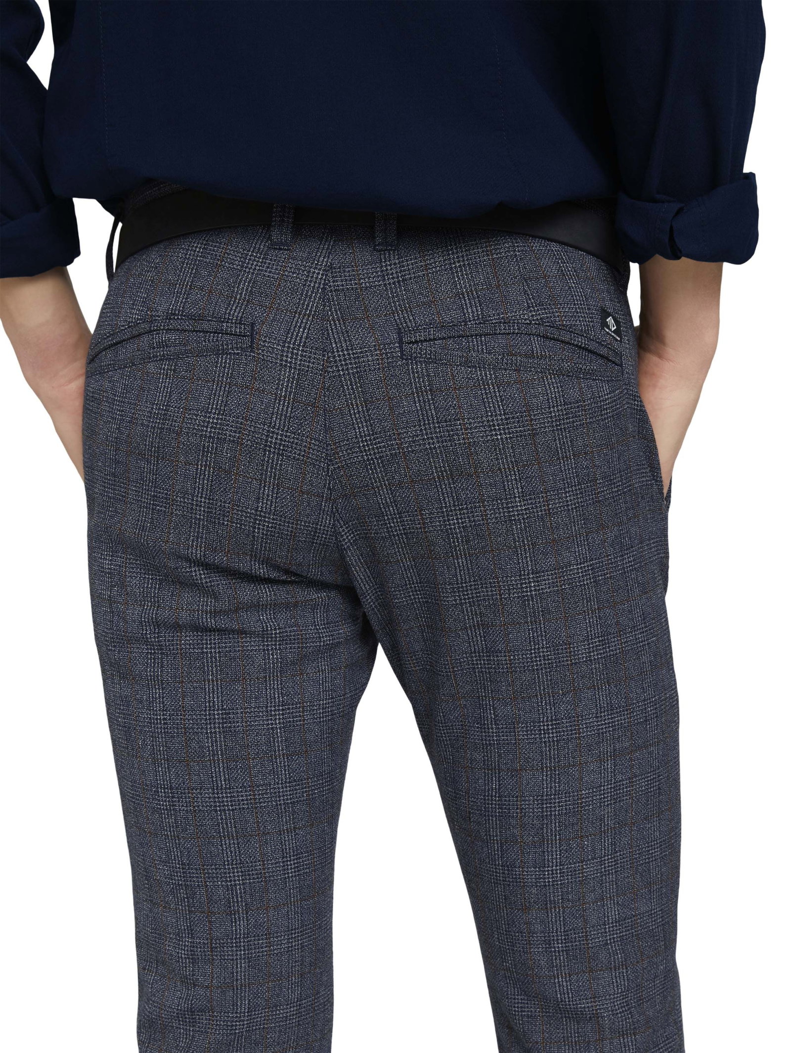 structured straight chino, navy grindle check #7
