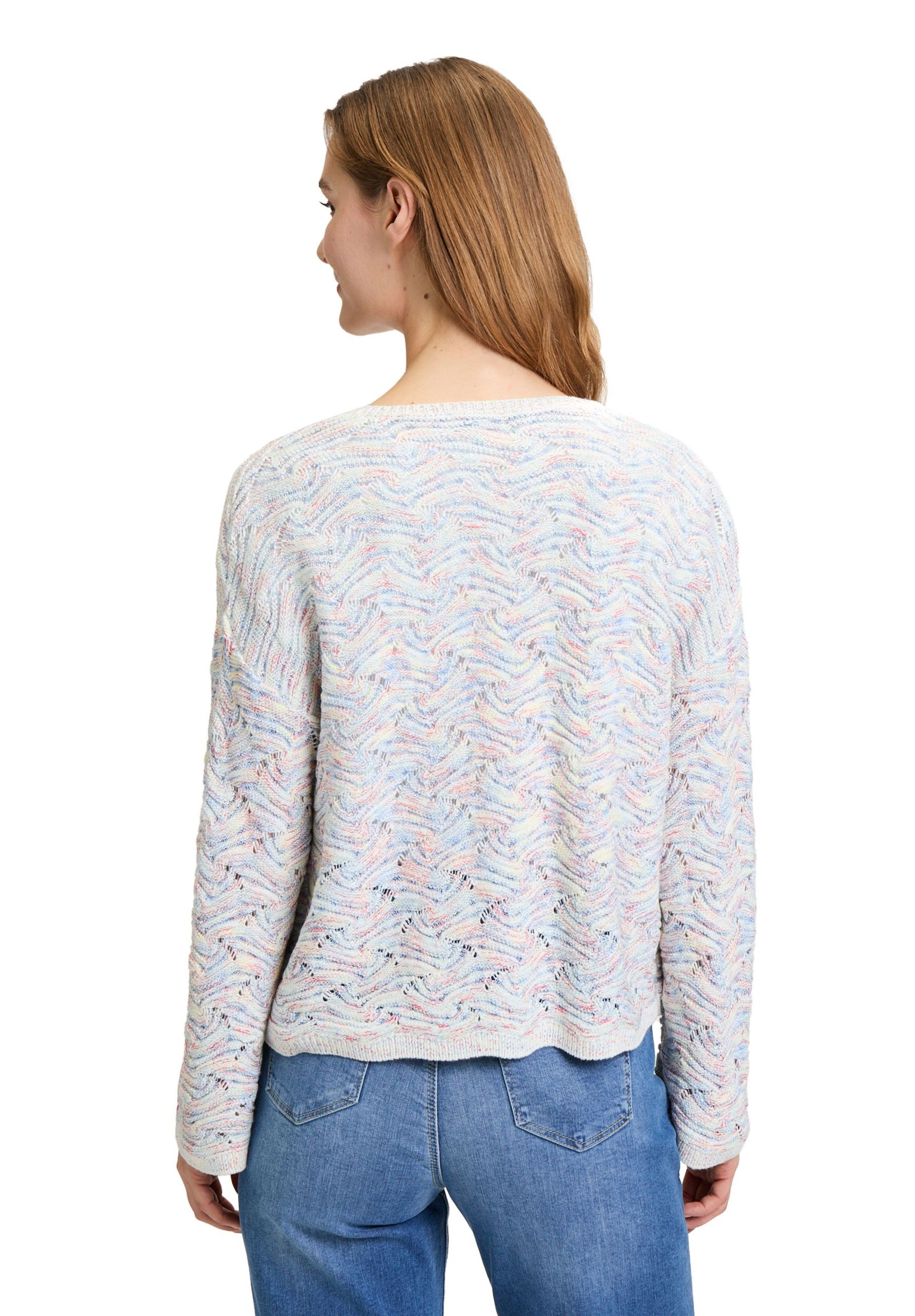  |  Strickjacke Kurz 3/4 Arm, Blue/White | 40 | blau/weiß