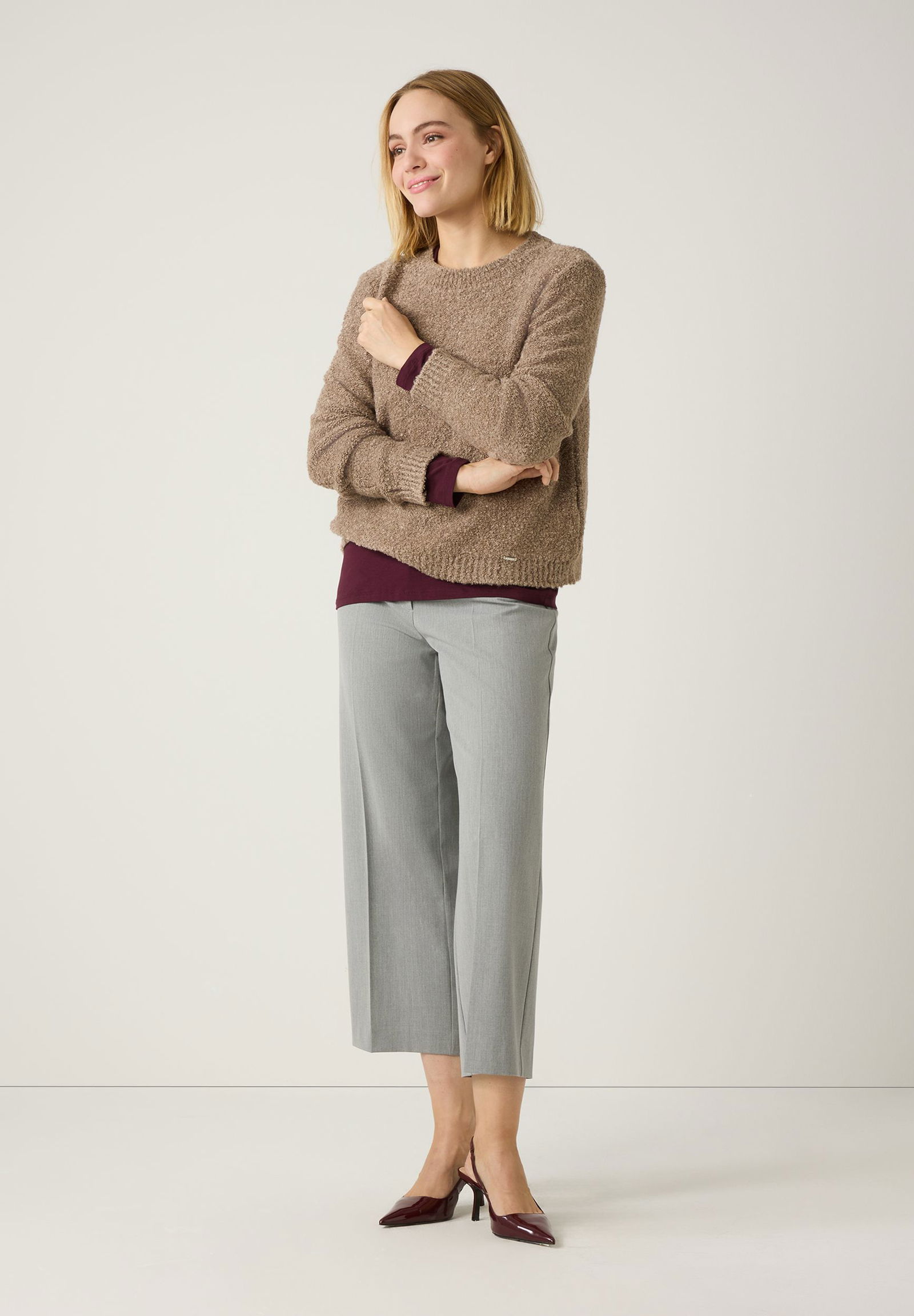  | Bouclé Pullover, taupe melange | 42