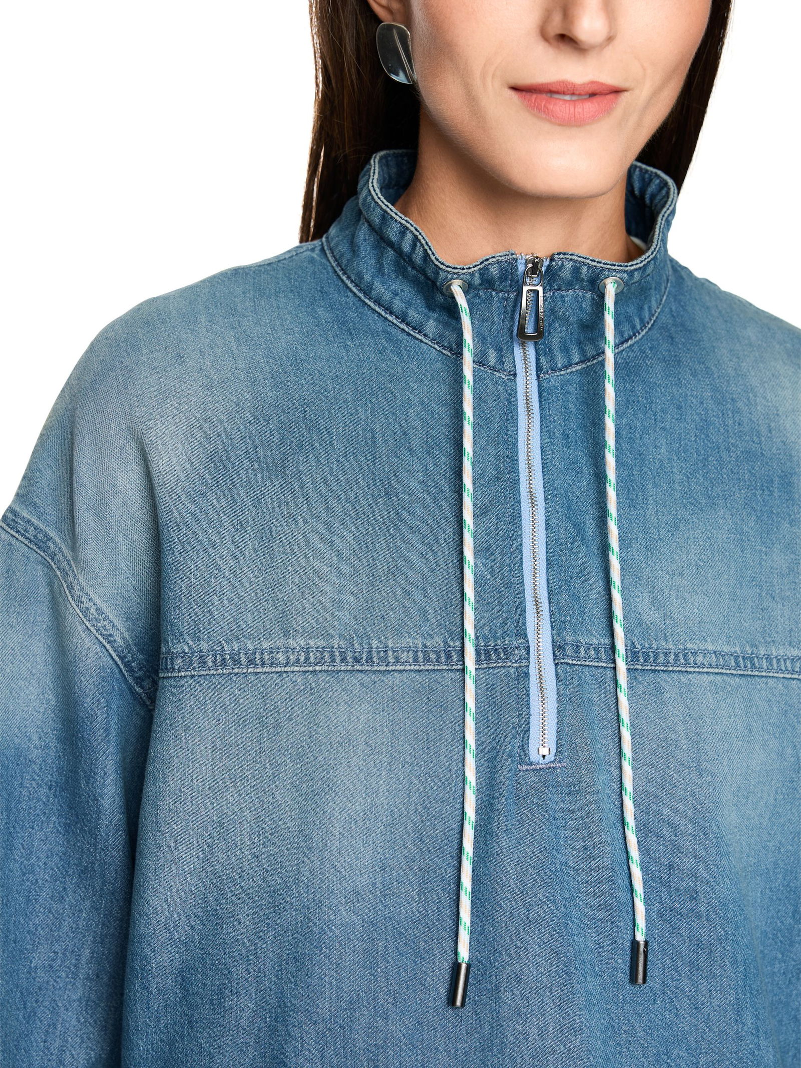 Marc Cain Sports |  Sportive Jeansbluse mit Stehkragen | 36 | blue denim