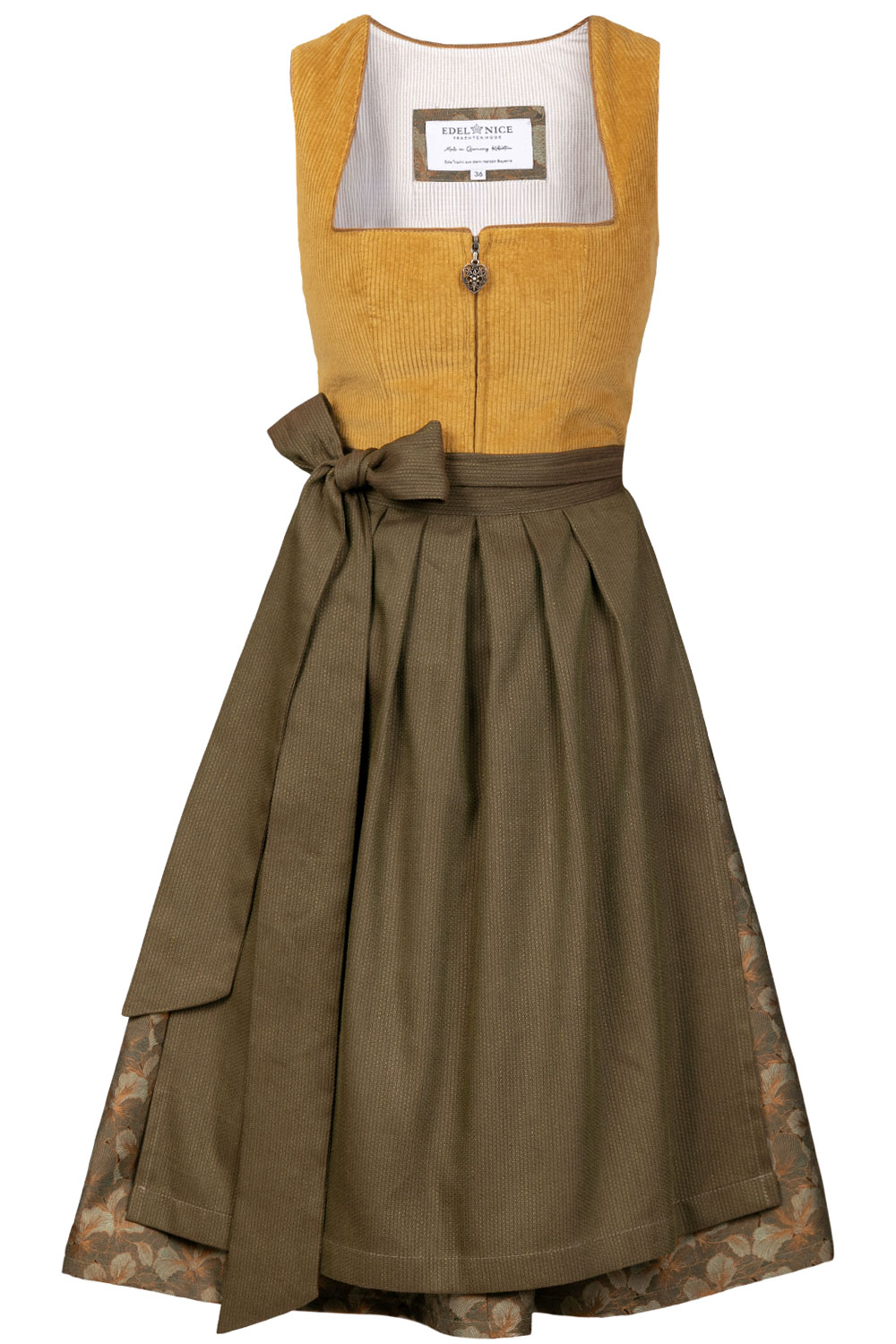 Edelnice Midi Dirndl Hanna Cord Gelb #11