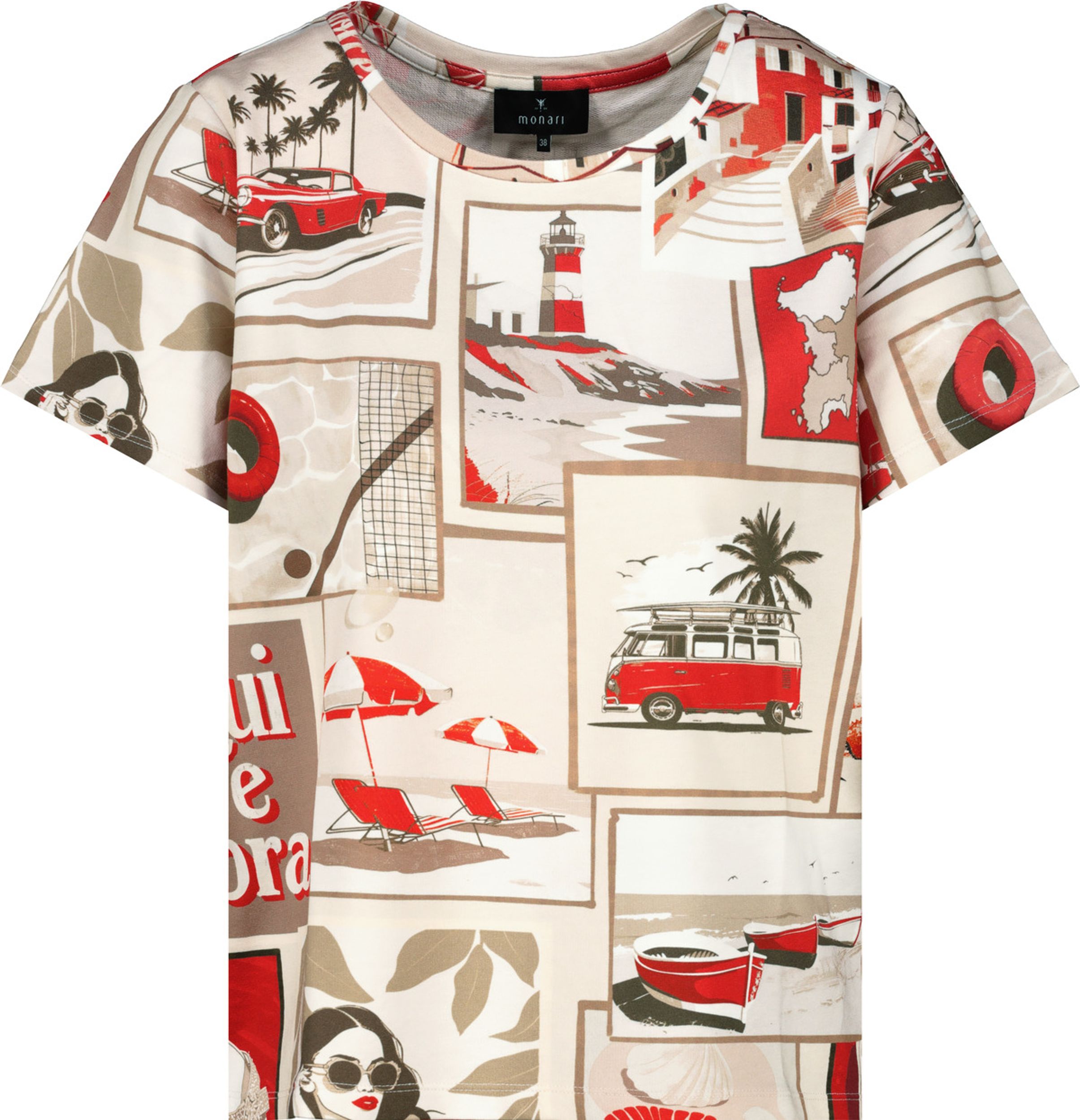 Monari |  T-Shirt, red gemustert | 42 | red gemustert