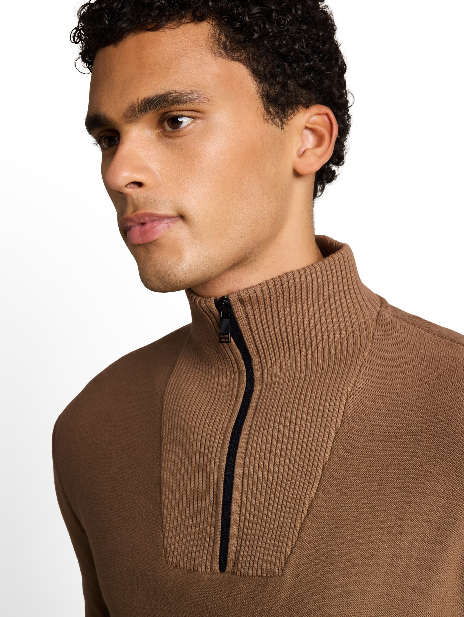 basic knit troyer, malt brown #6