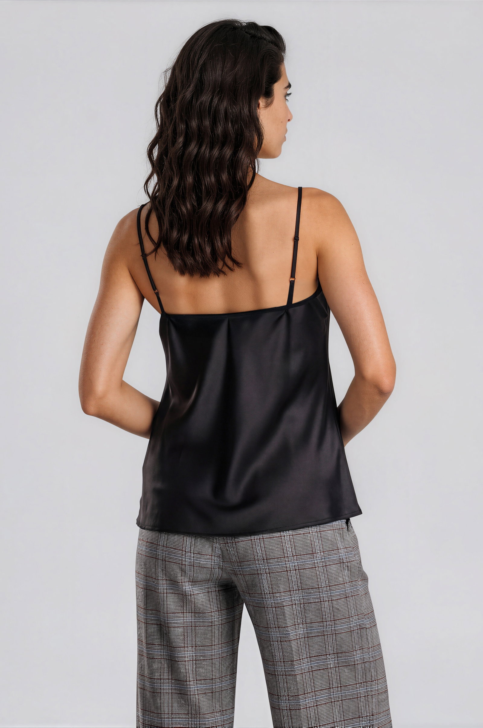 WOVEN TOP W/ ADJUSTABLE STRAPS LACE, MOCCA #2