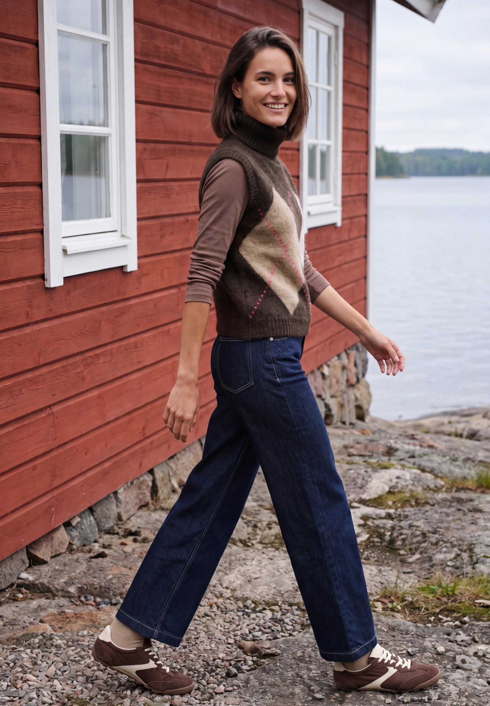 TOS Featheryarn argyle vest, truffle brown #3