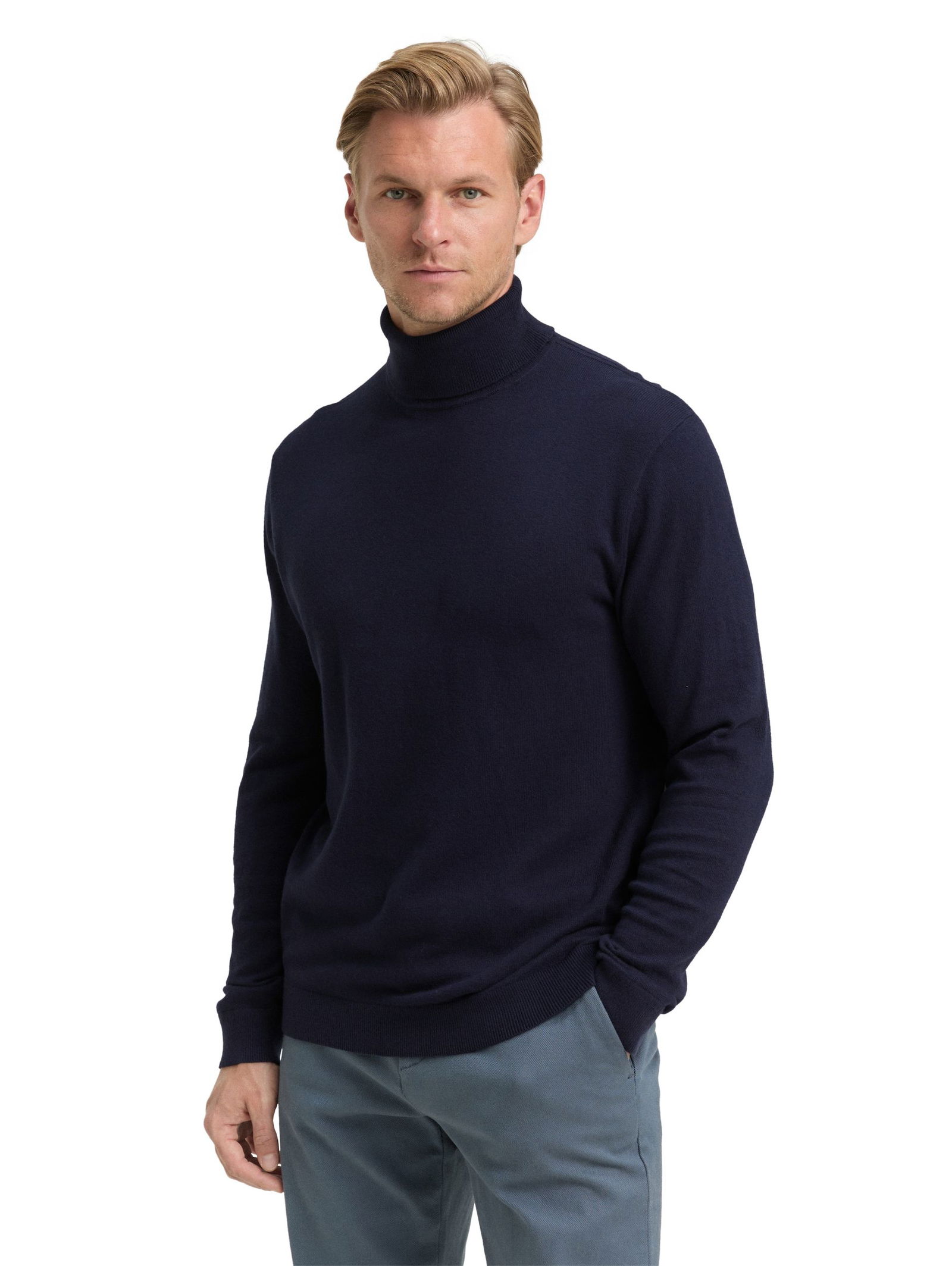 Tom Tailor | Tom Tailor Rollkragenpullover | M | knitted navy melange