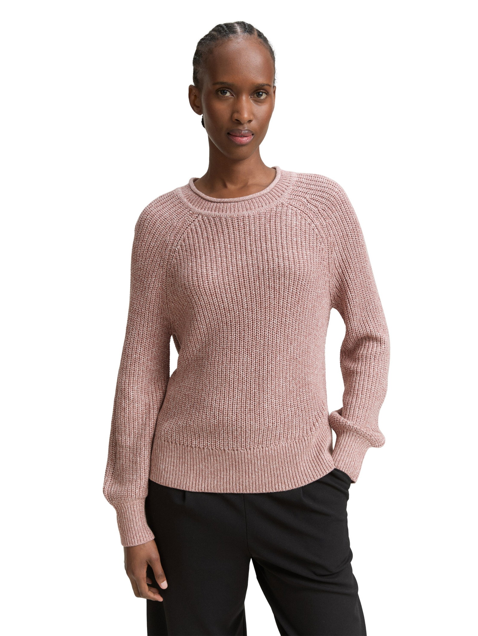 crew neck pullover, Antique Rose Melange #5
