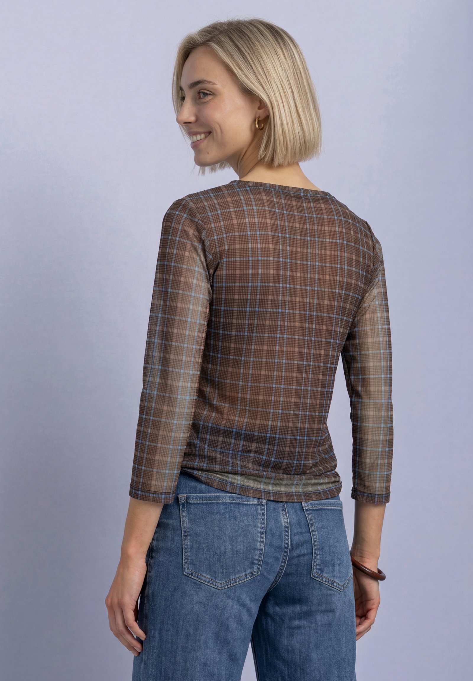 LTD QR printed mesh shirt w.3/, silk brown #4