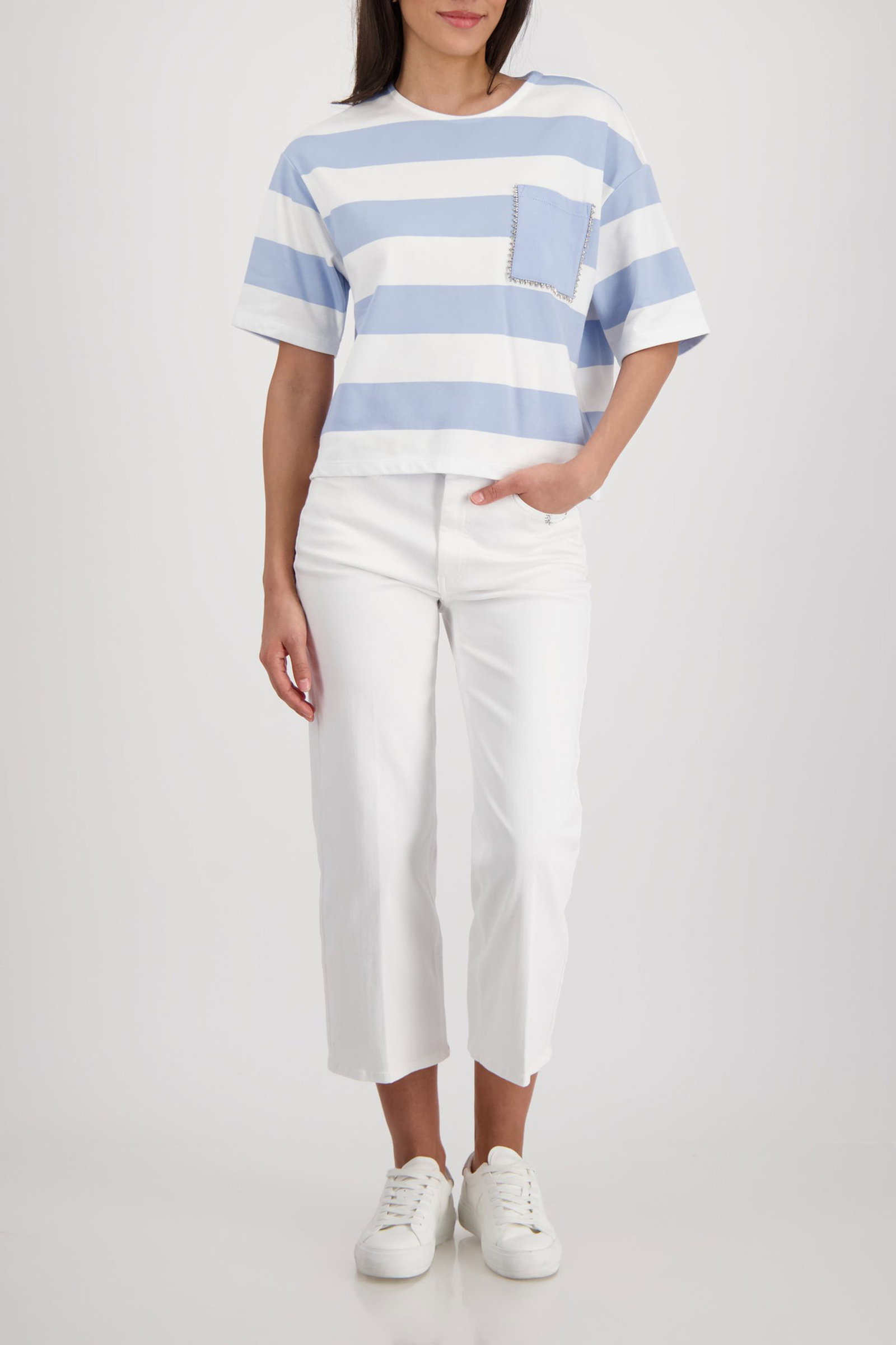 Monari |  Sweatshirt, sea side ringel | 40