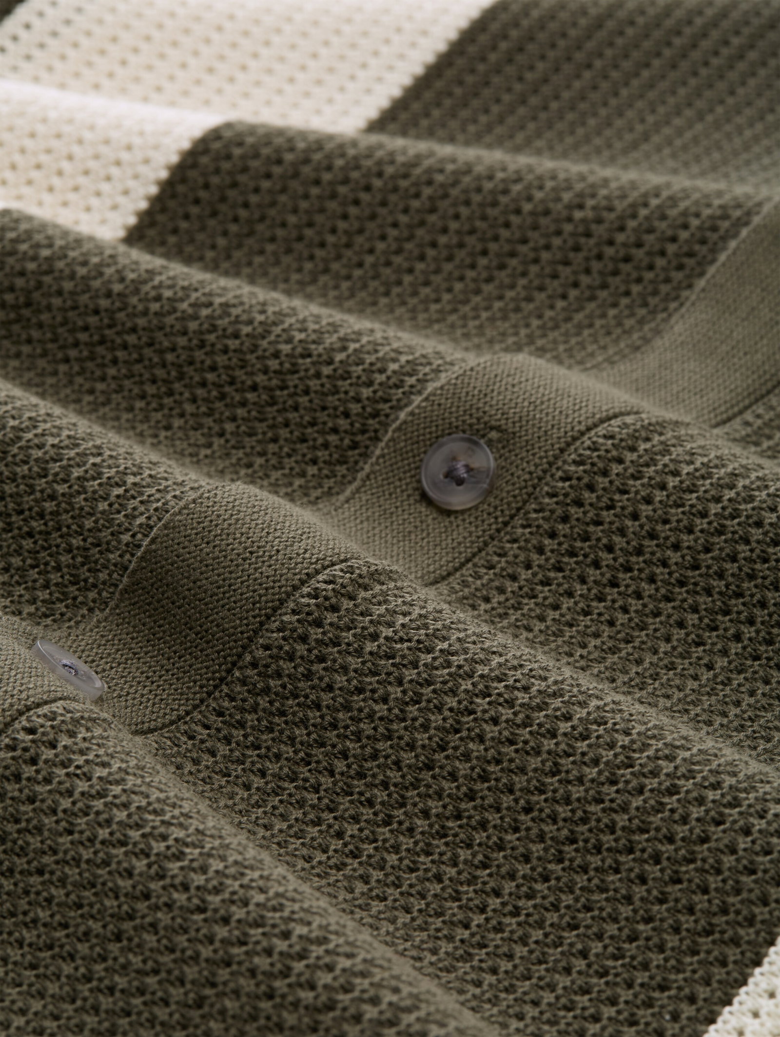 open knit polo, faded green white colorblock #2