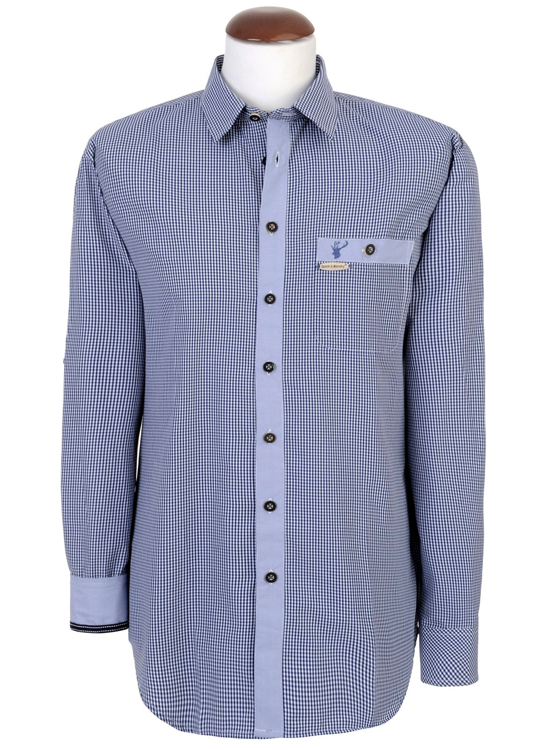 Spieth & Wensky |  Spieth & Wensky Dorf-Hemd LA Slim Fit Karo | 39/40 | dunkelblau