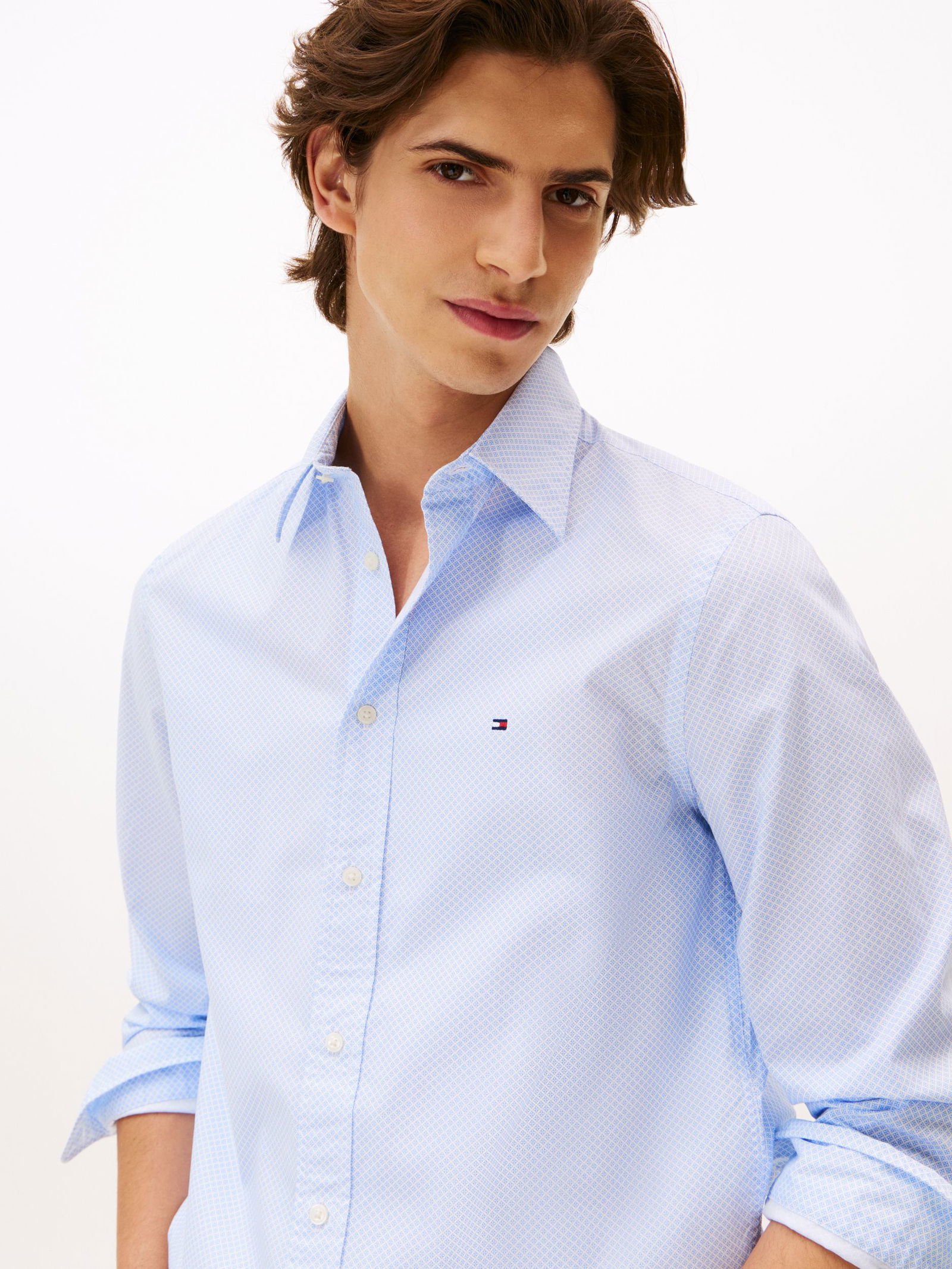  | FLEX POPLIN MICRO RF PRINT SHIRT, BLUE | M | cloudy blue / yale navy / white