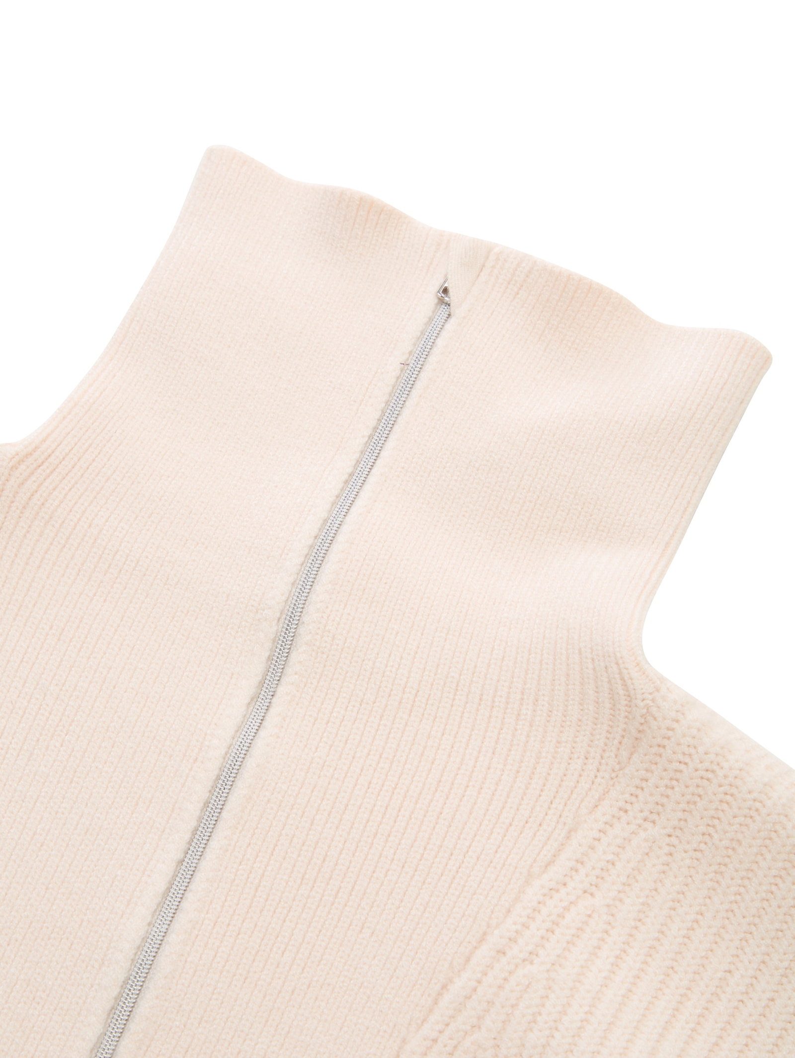cropped knit troyer, soft cream beige #3