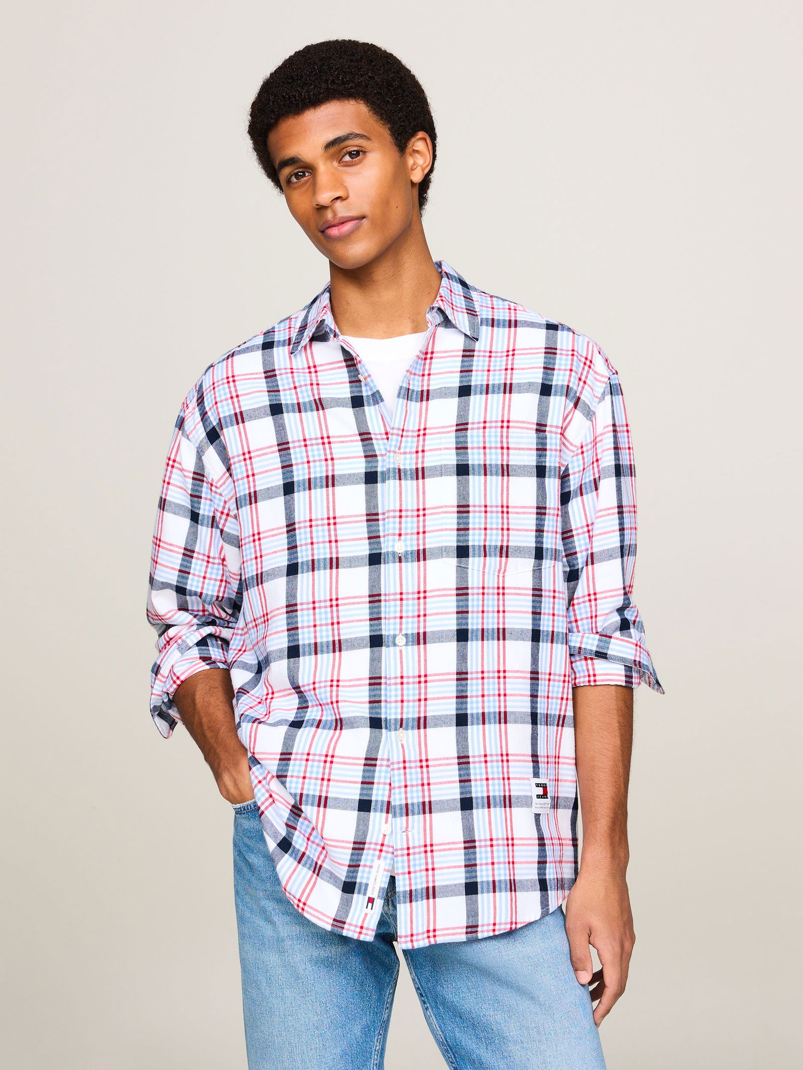 7c69c1da67d0387d47351e9aa9a656cf  |  TJM CHECK PEACHED SHIRT EXT, WHITE | S | white / multi