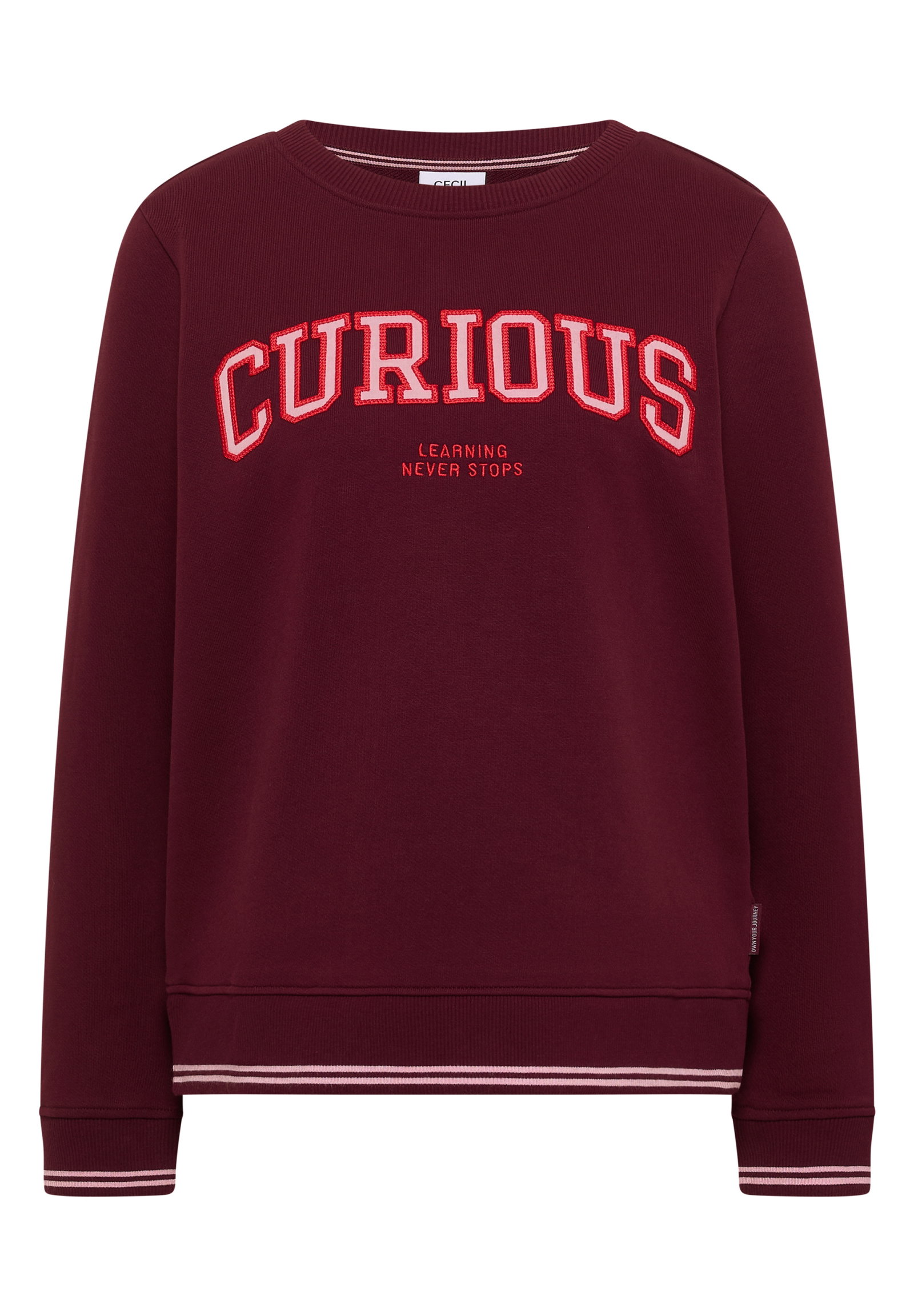 TOS Sweatshirt with Embroidery, red wine #1
