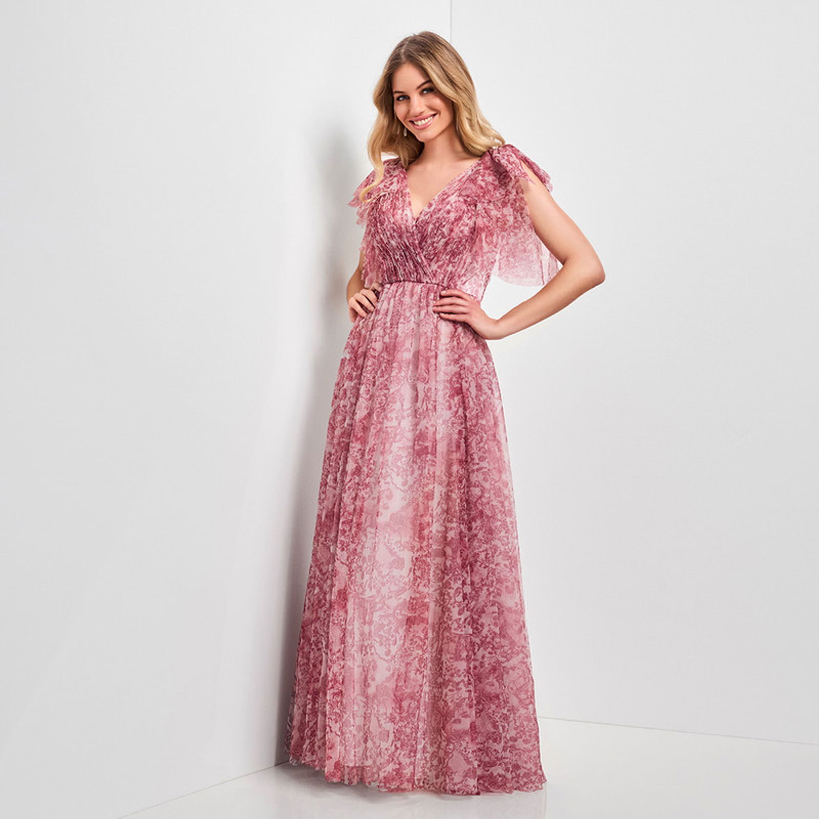 Luxuar |  Luxuar Langes Kleid  | 40 | rot/ivory print