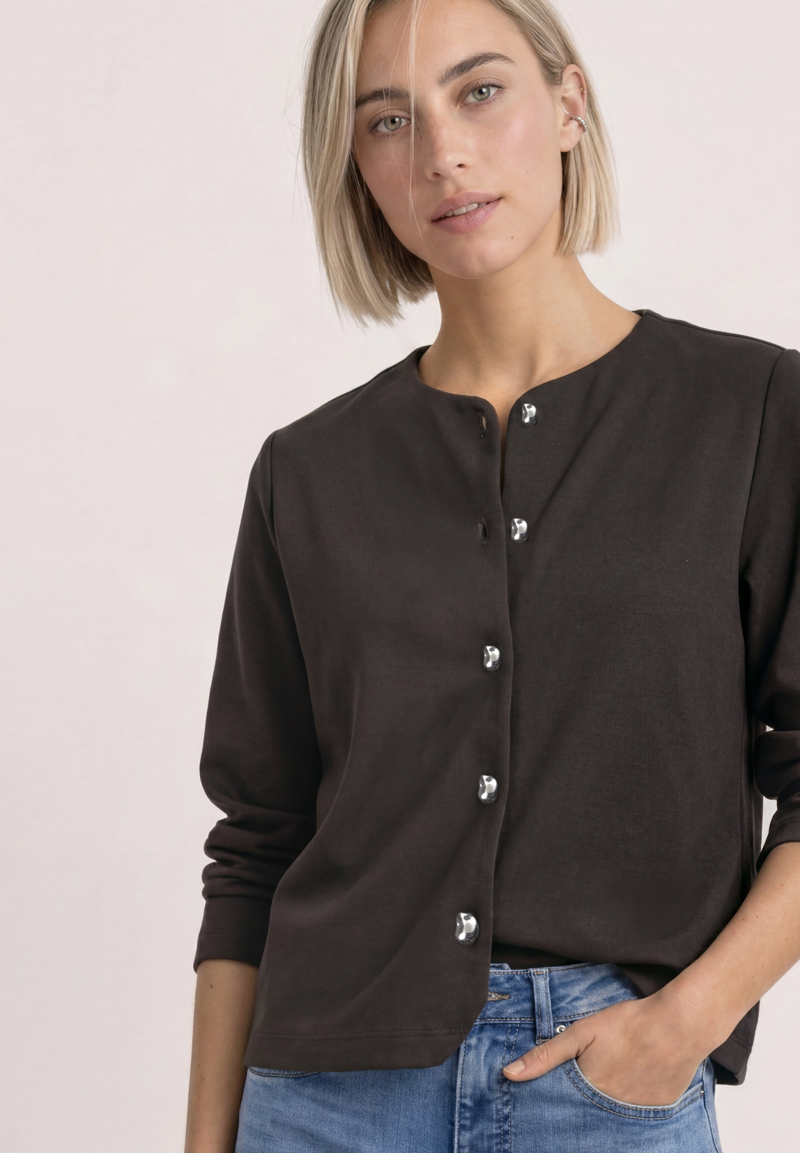 short jacket w.deco buttons, black coffee #6