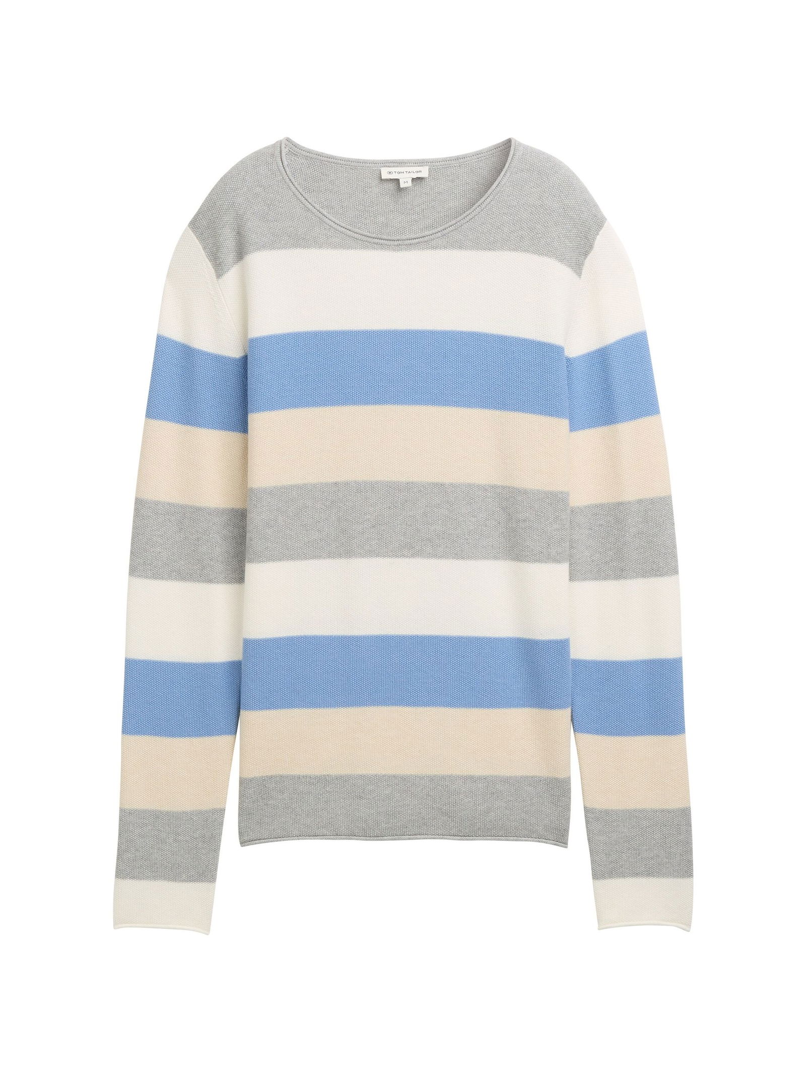 beige blue block stripe