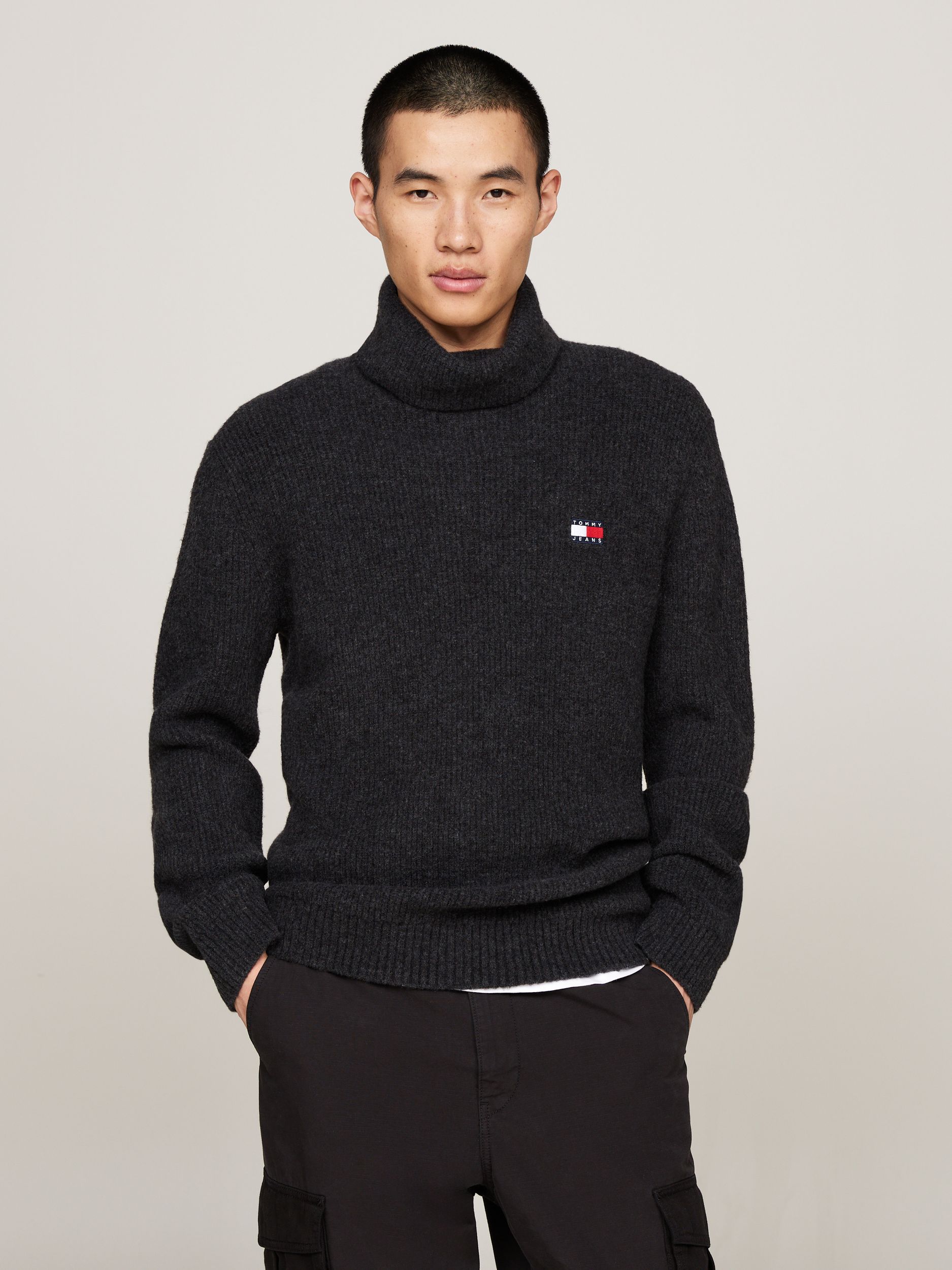 Tommy Jeans |  Tommy Jeans Rollkragenpullover  | M | dark grey heather