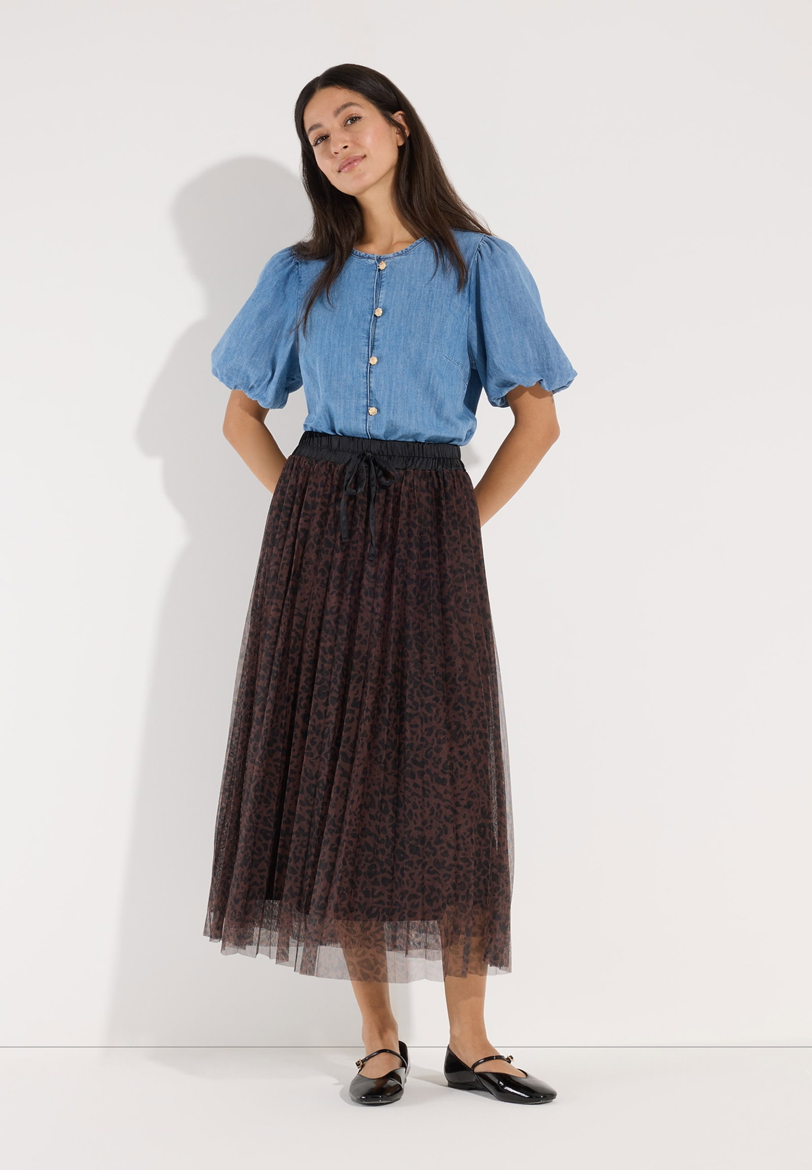 Plissee Skirt Mesh Printed, twotone leo print #4