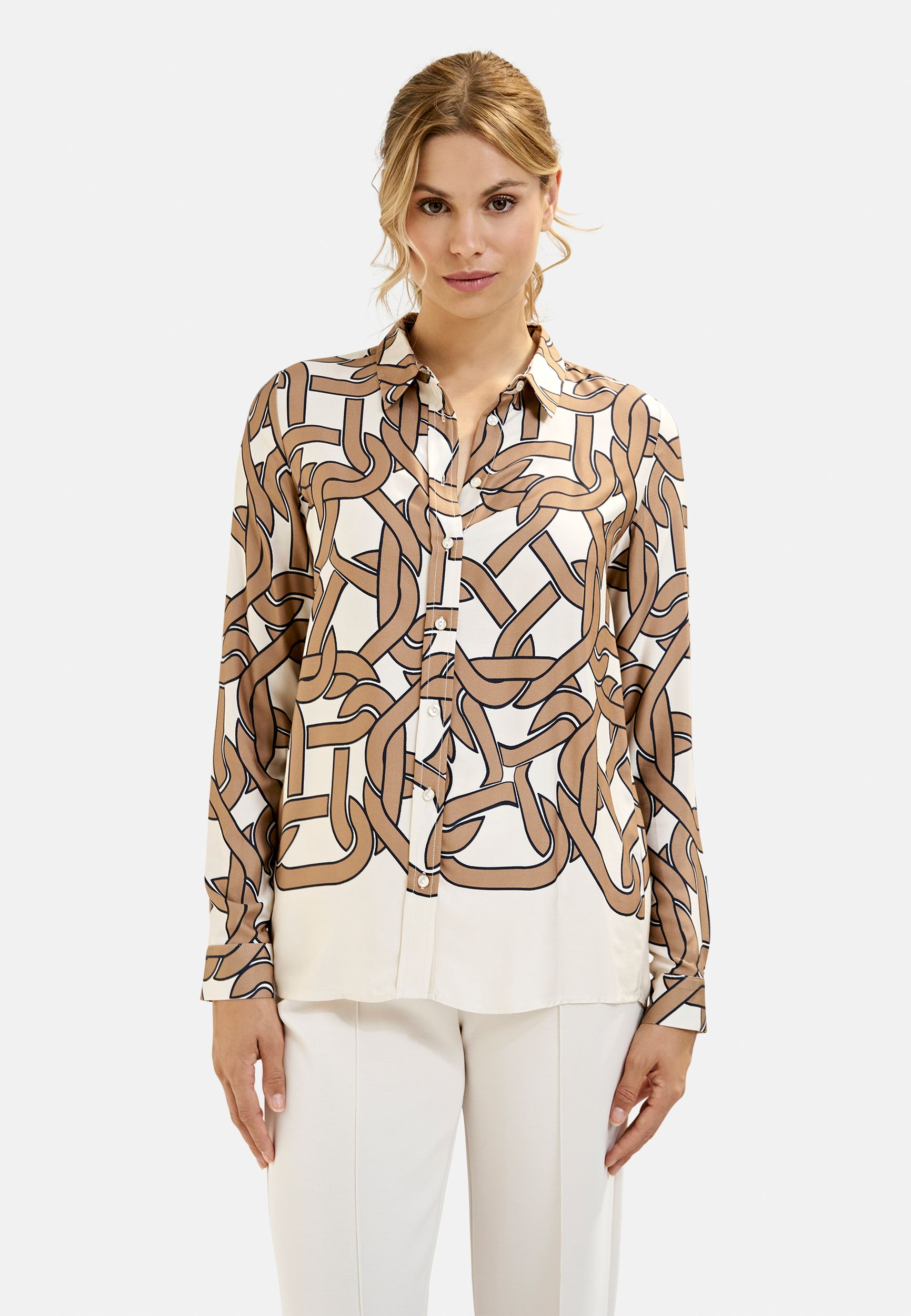 Milano |  Milano Druckbluse  | 46 | camel print