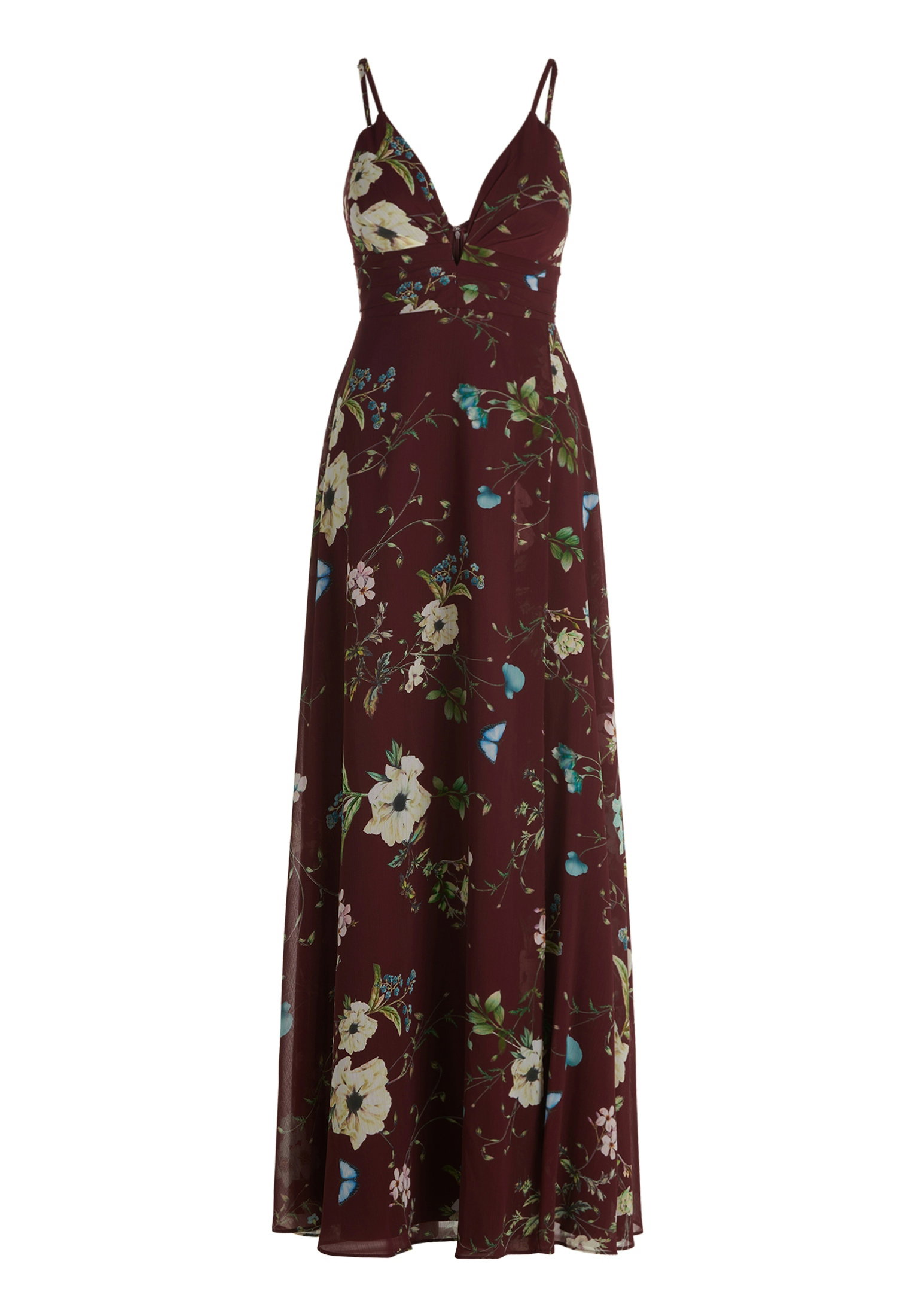 Kleid Lang ohne Arm, Dark Red/Green #1