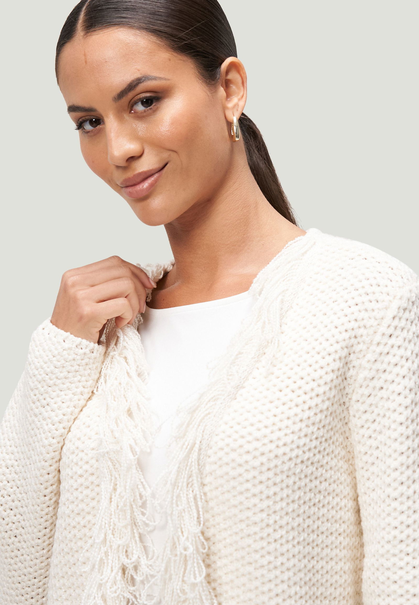 Zero | Zero Strickjacke | Cardigan | 44 | creamwhite
