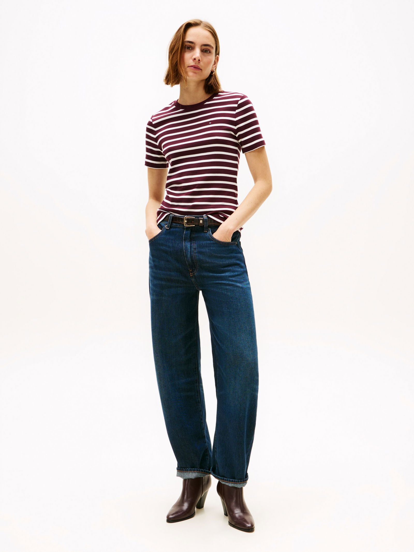 Tommy Hilfiger |  Tommy Hilfiger Slim Cody T-Shirt | M | brilliant berry / stripe