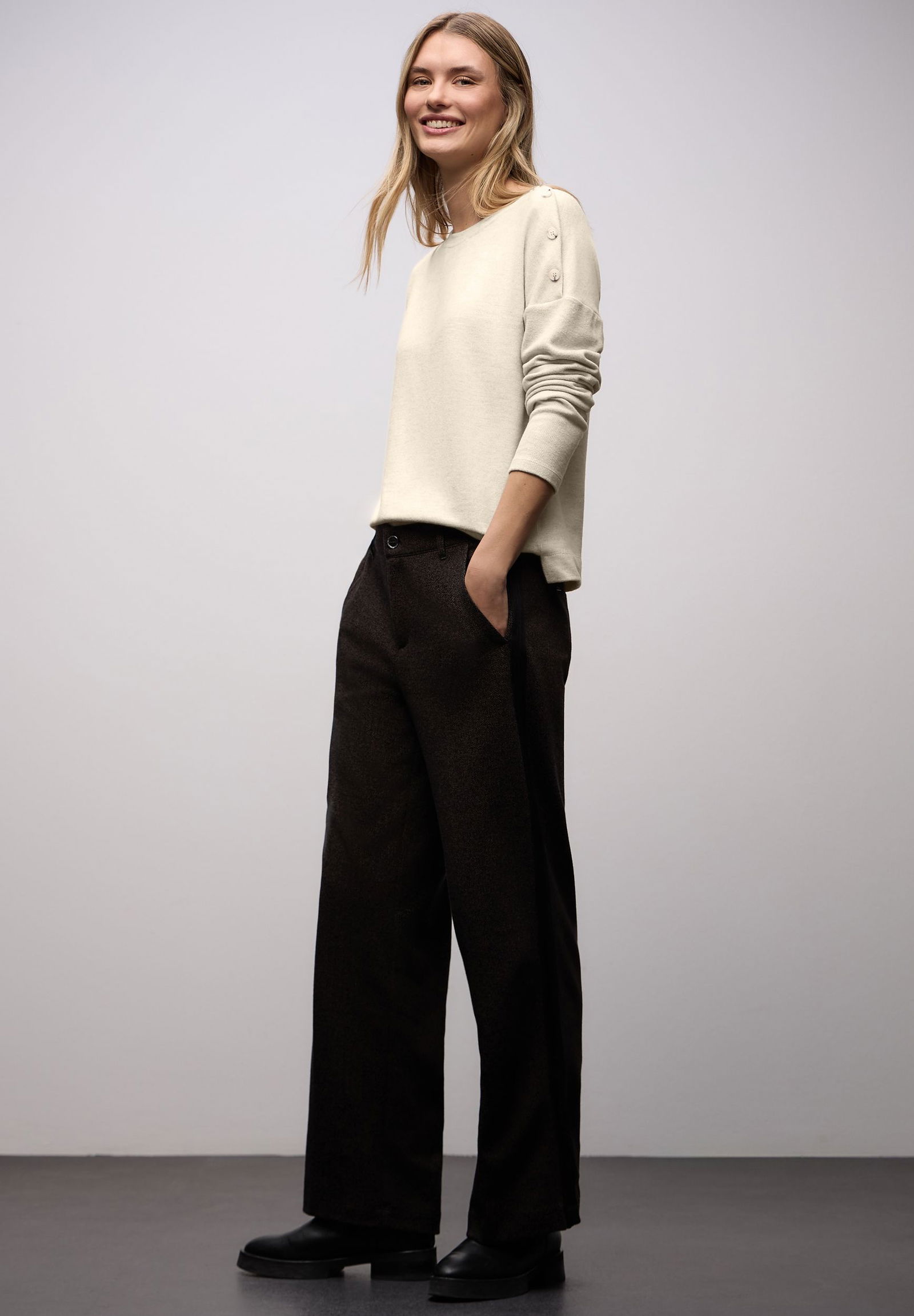 |  LTD QR soft melange look shirt, cotton beige mel. | 42