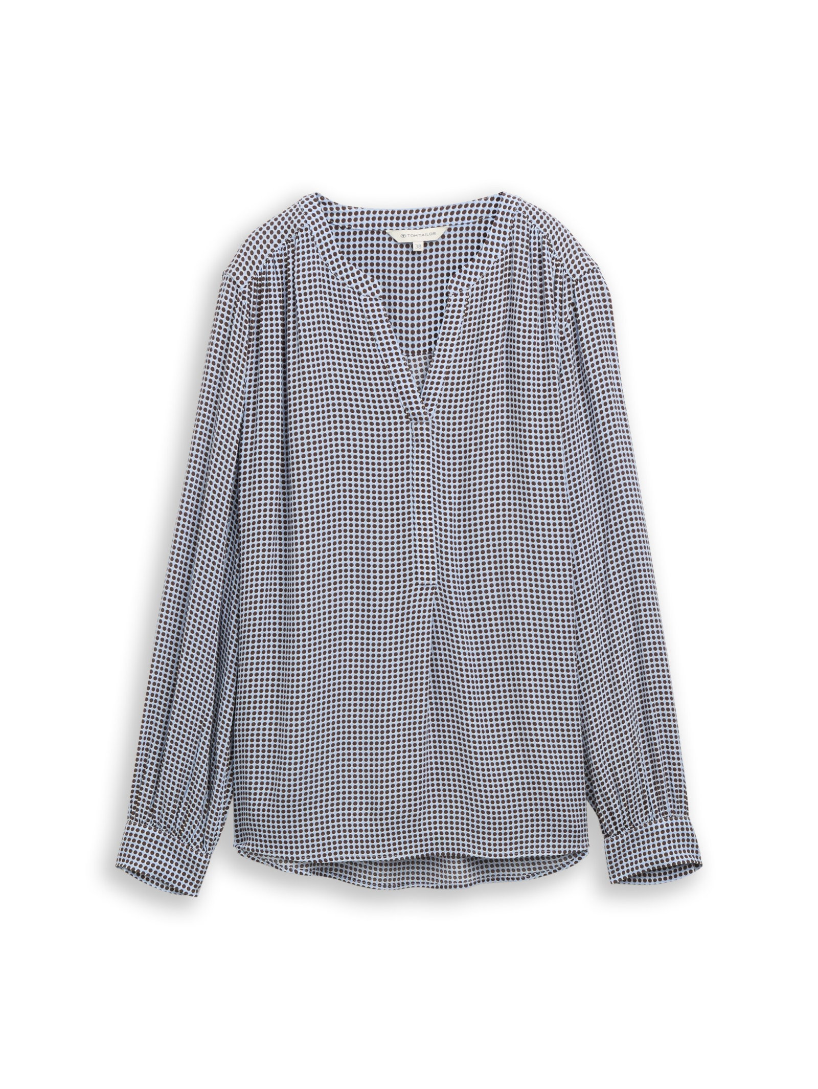 blouse easy longsleeves shape, small blue brown dot print #1
