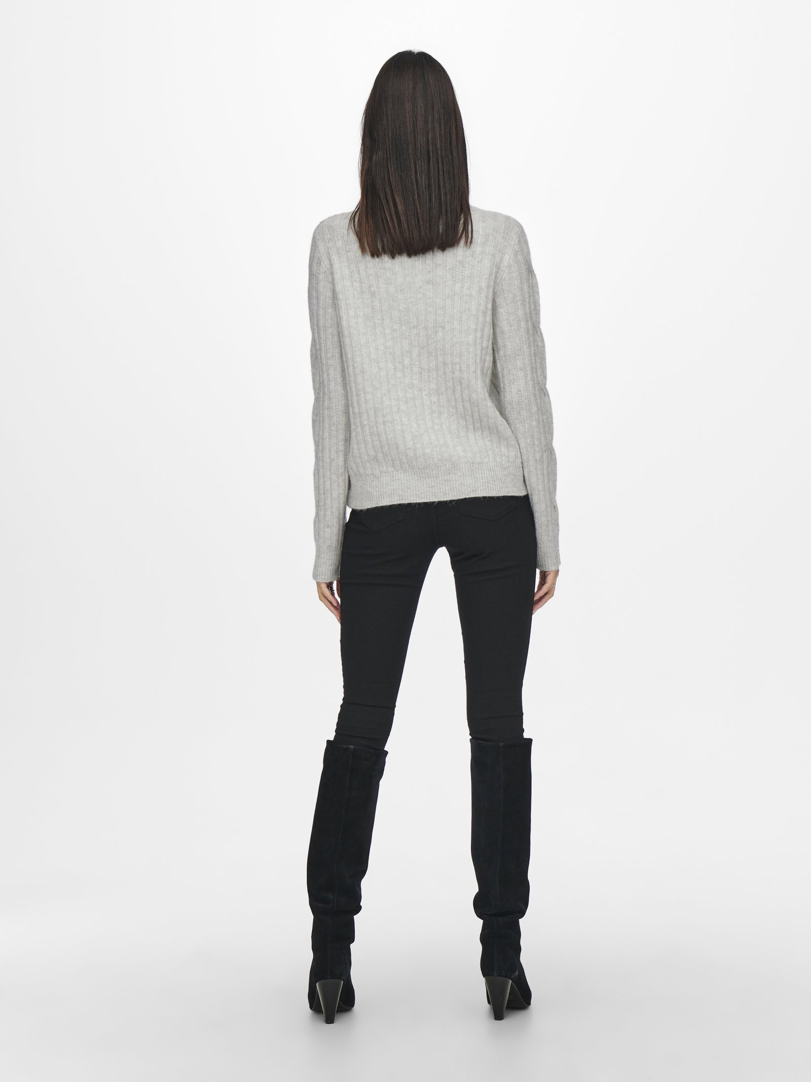 JDYANDREA L/S ZIP CABLE PULLOVE KNT, Super Light Grey Melange #4