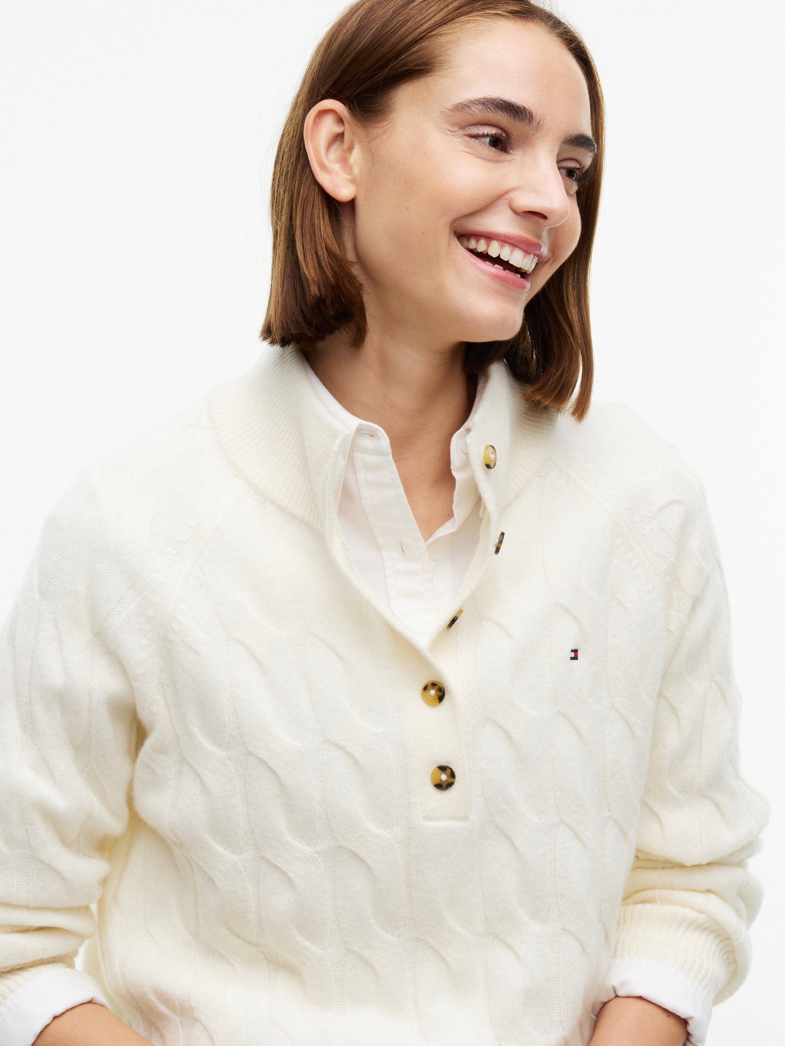 SOFT WOOL CABLE MK-NK HENLEY, YELLOW #3
