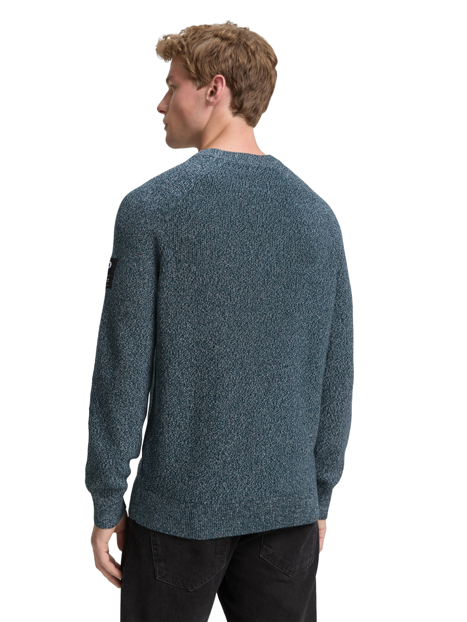 structured multi color crewnec, deep pond green mouline #4