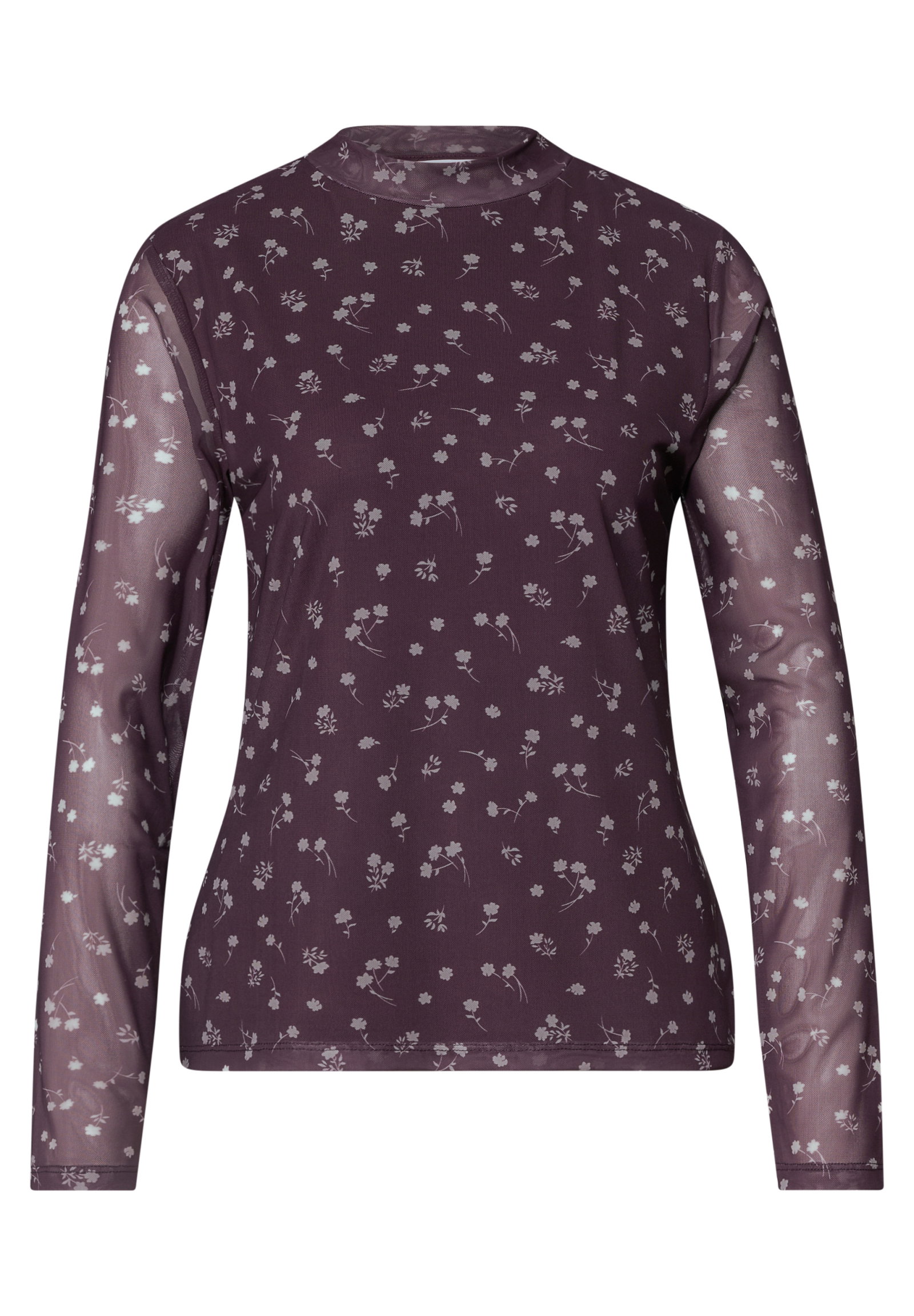 LTD QR printed mesh round neck, rustic rouge #1