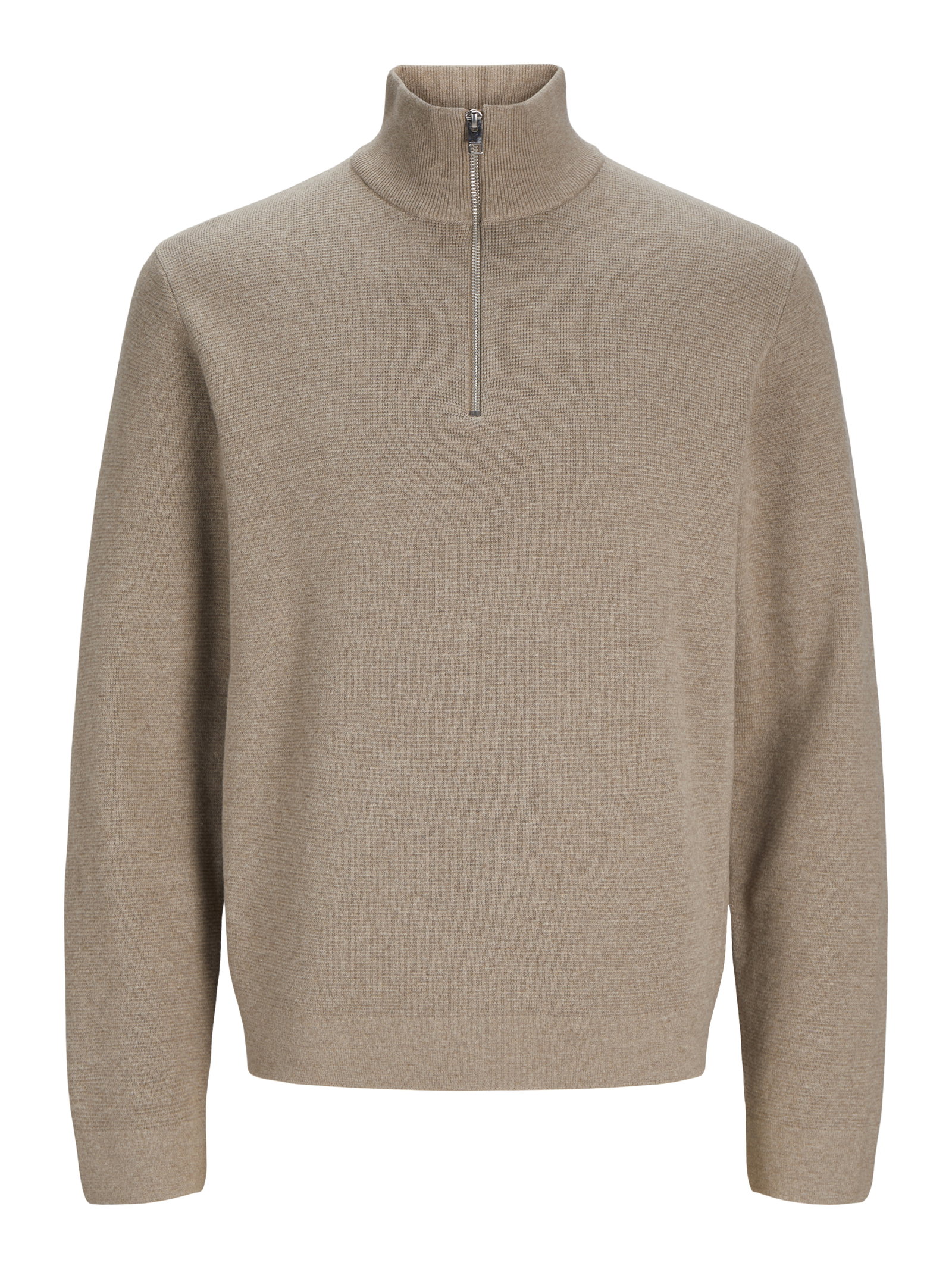 JPRBLAMILANO STITCH KNIT HALF ZIP S, Greige/Melange #1