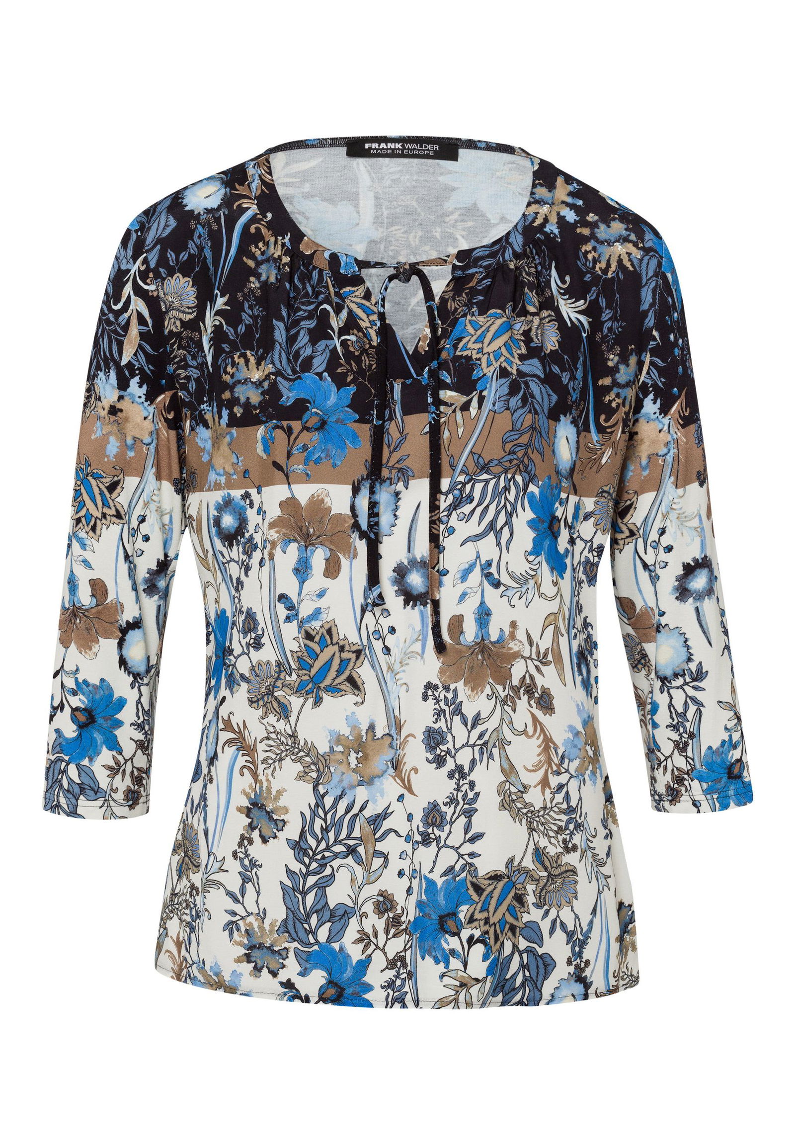 Frank Walder |  Frank Walder Shirt  | 46 | ecru/kobalt/mandel