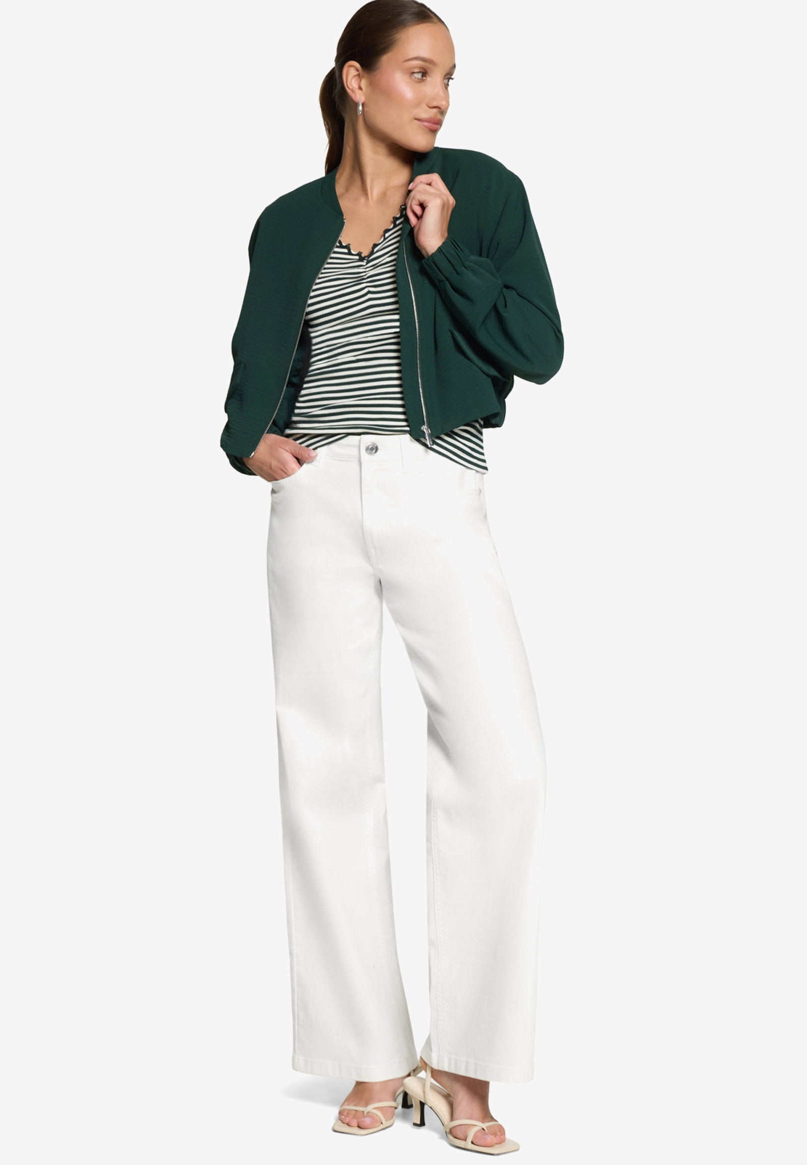 Shirt Kurz 1/2 Arm, Green/Cream #8