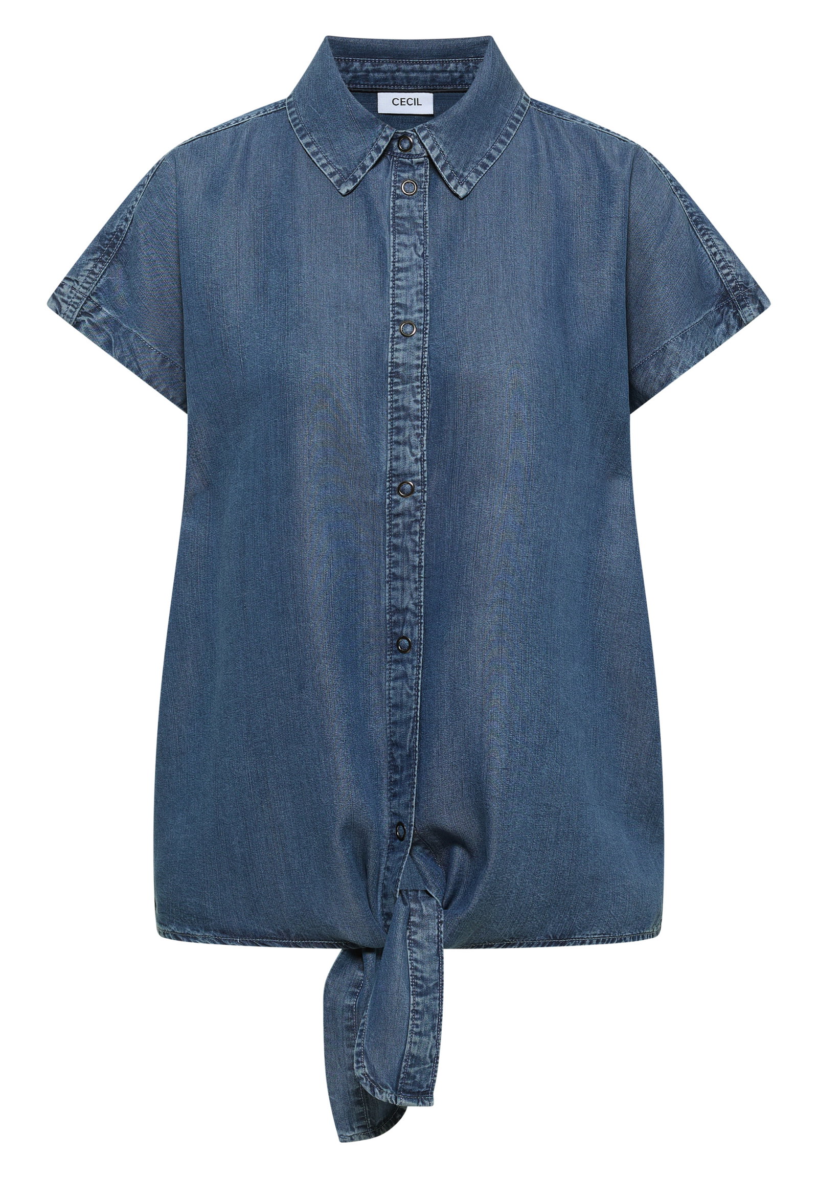 TOS Denim Look Blouse, mid blue wash #1