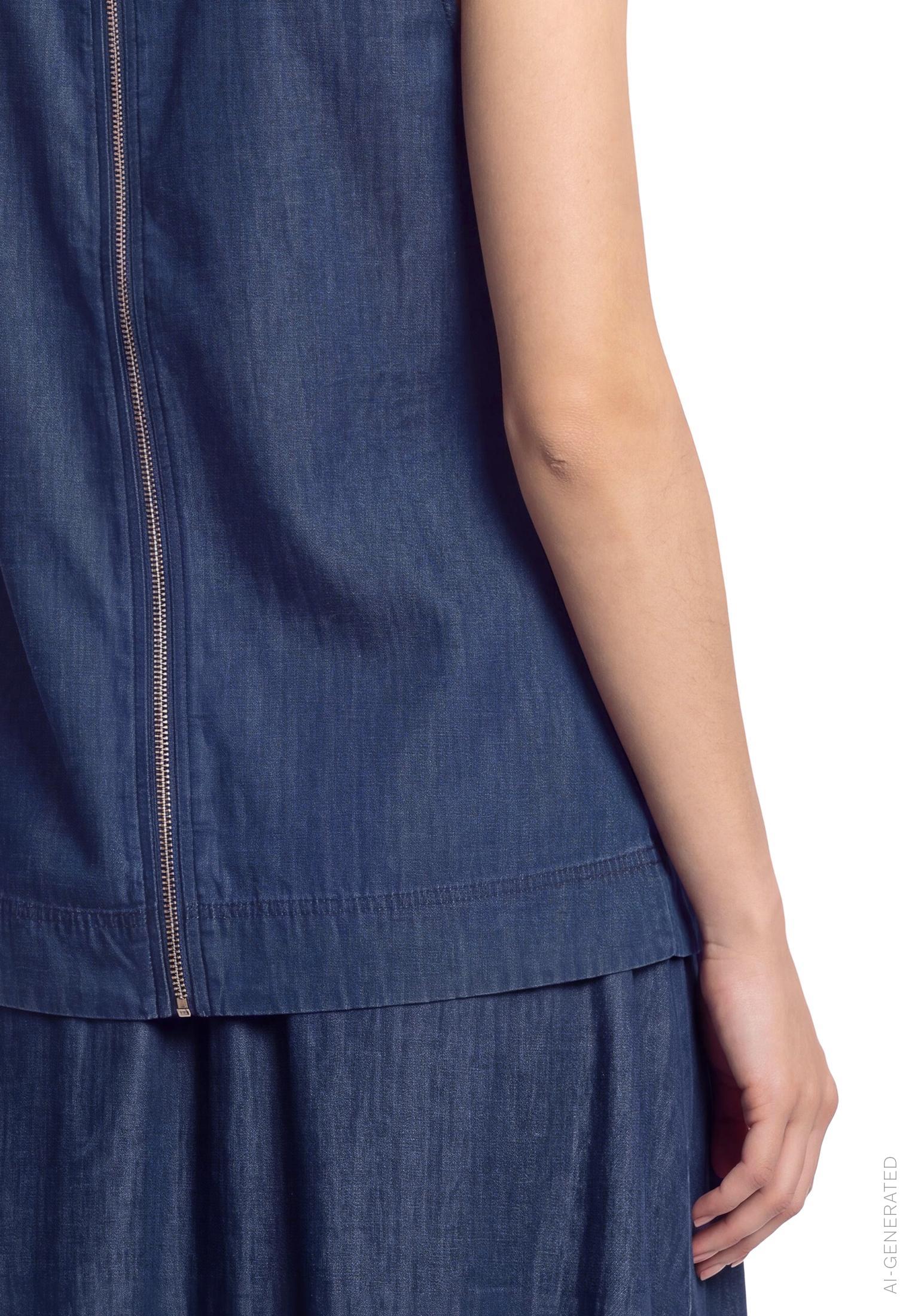 Bluse Kurz ohne Arm, Dark Blue Denim #7