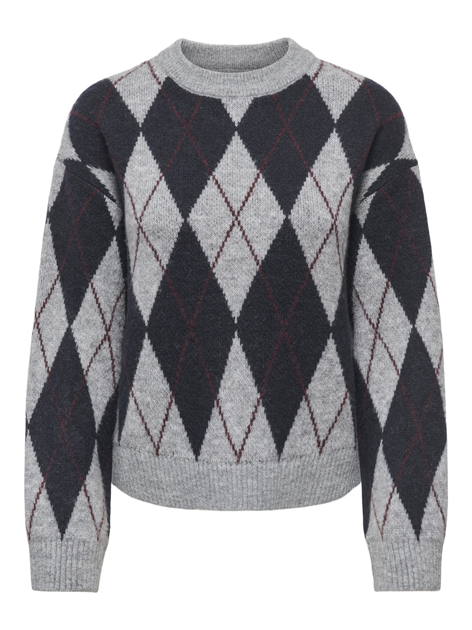 JDYBIANKA L/S ARGYLE PULLOVER KNT N, Medium Grey Melange/ARGYLE NIGHT SK #1