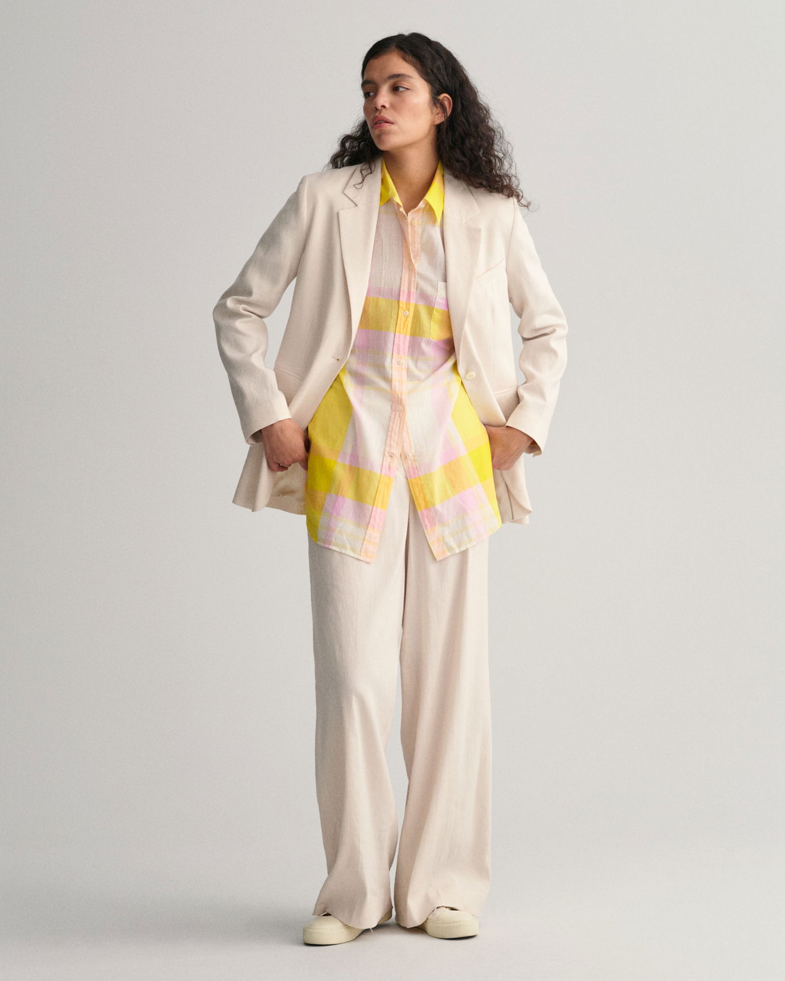 Oversized Madras Bluse