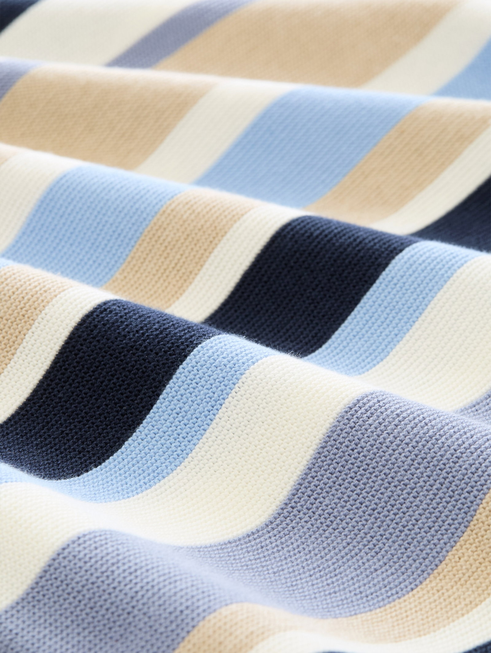 knit structure crewneck, navy blue beige stripe #2