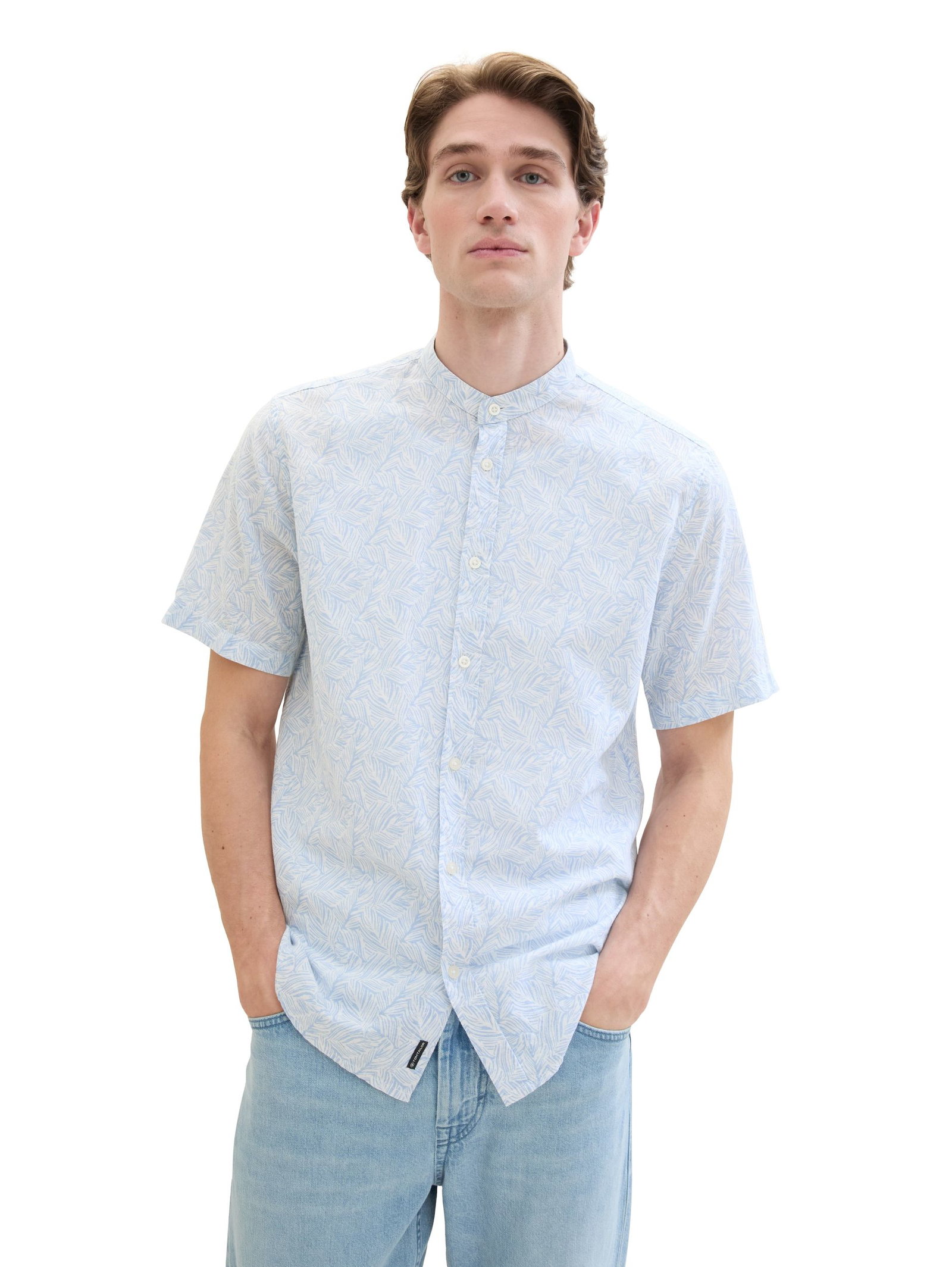 Tom Tailor |  Tom Tailor Hemd Regular Fit  | XL | windsurf blue wavy leaf design
