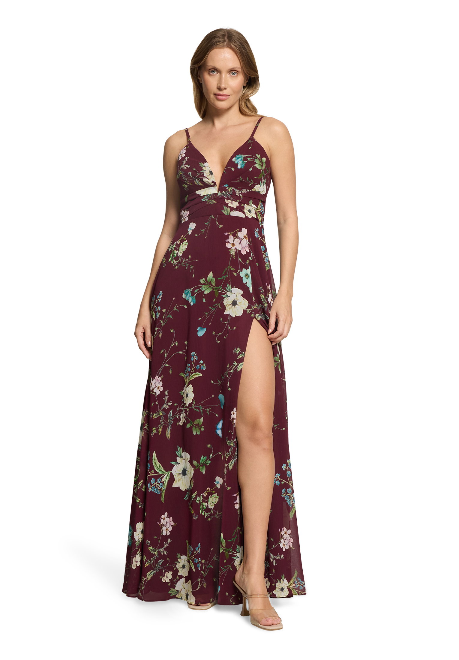 Kleid Lang ohne Arm, Dark Red/Green #3