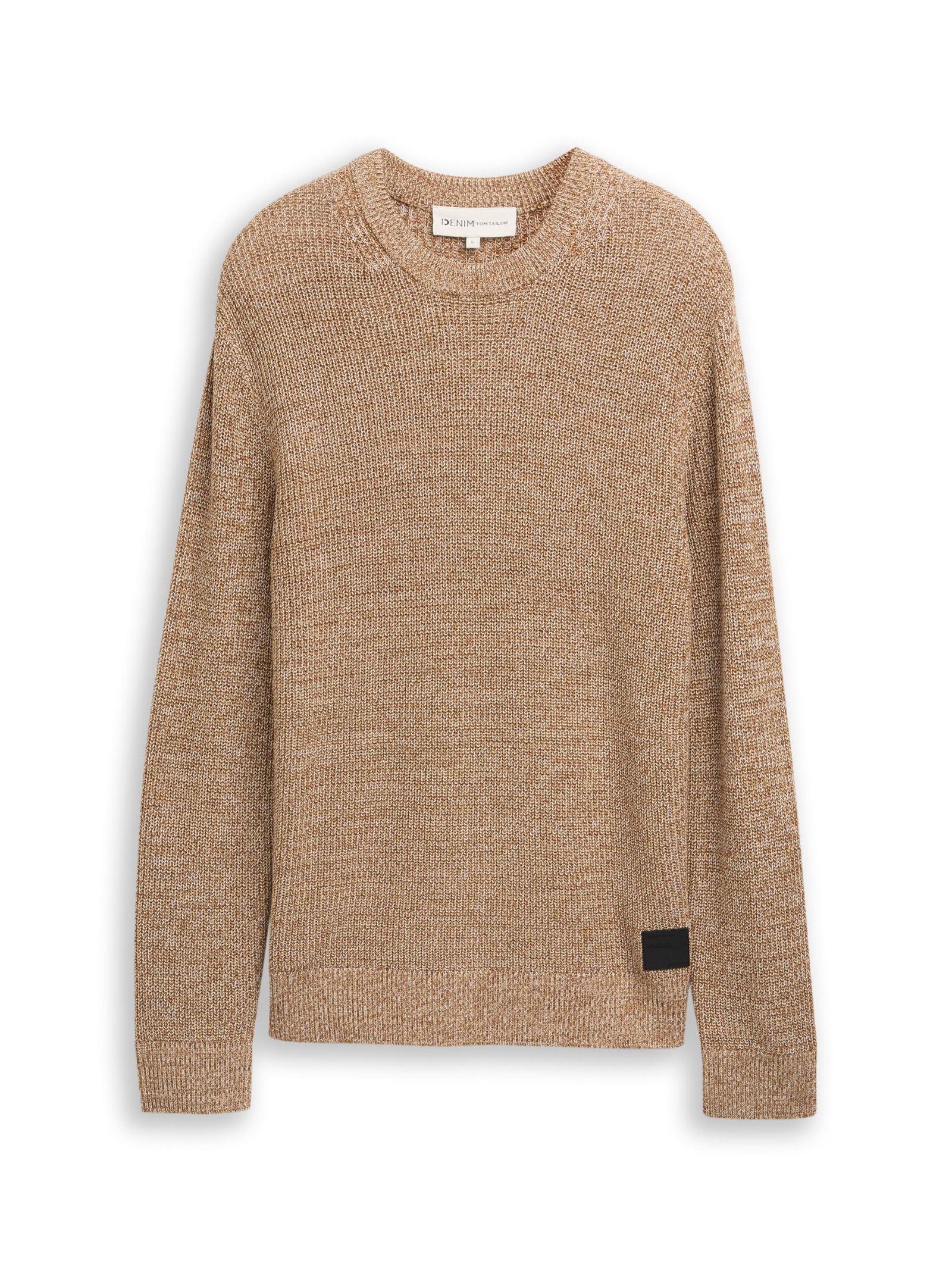 relaxed structure crew neck kn, brown tonal knit mouline #1
