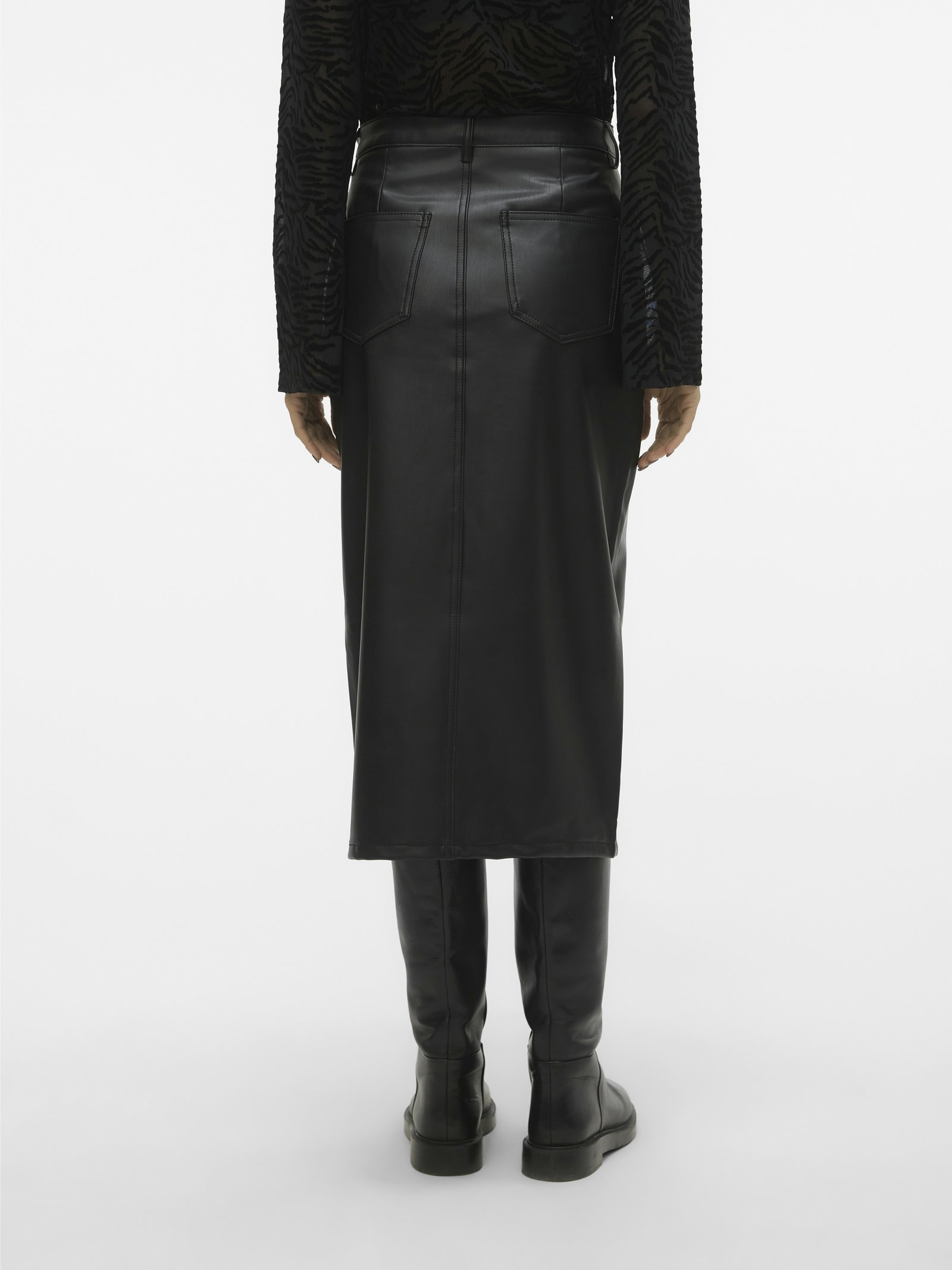 VMVERI HR CALF PL SKIRT NOOS, Black #3