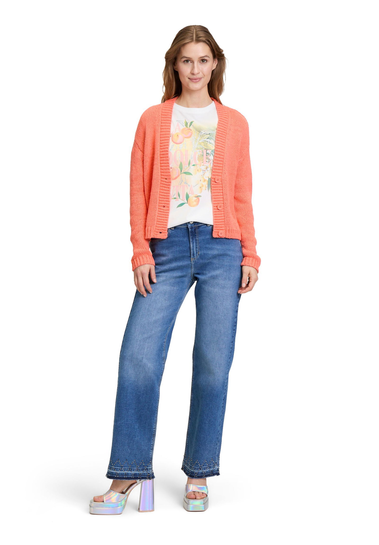  |  Strickjacke Kurz 1/1 Arm, Fusion Coral | 42